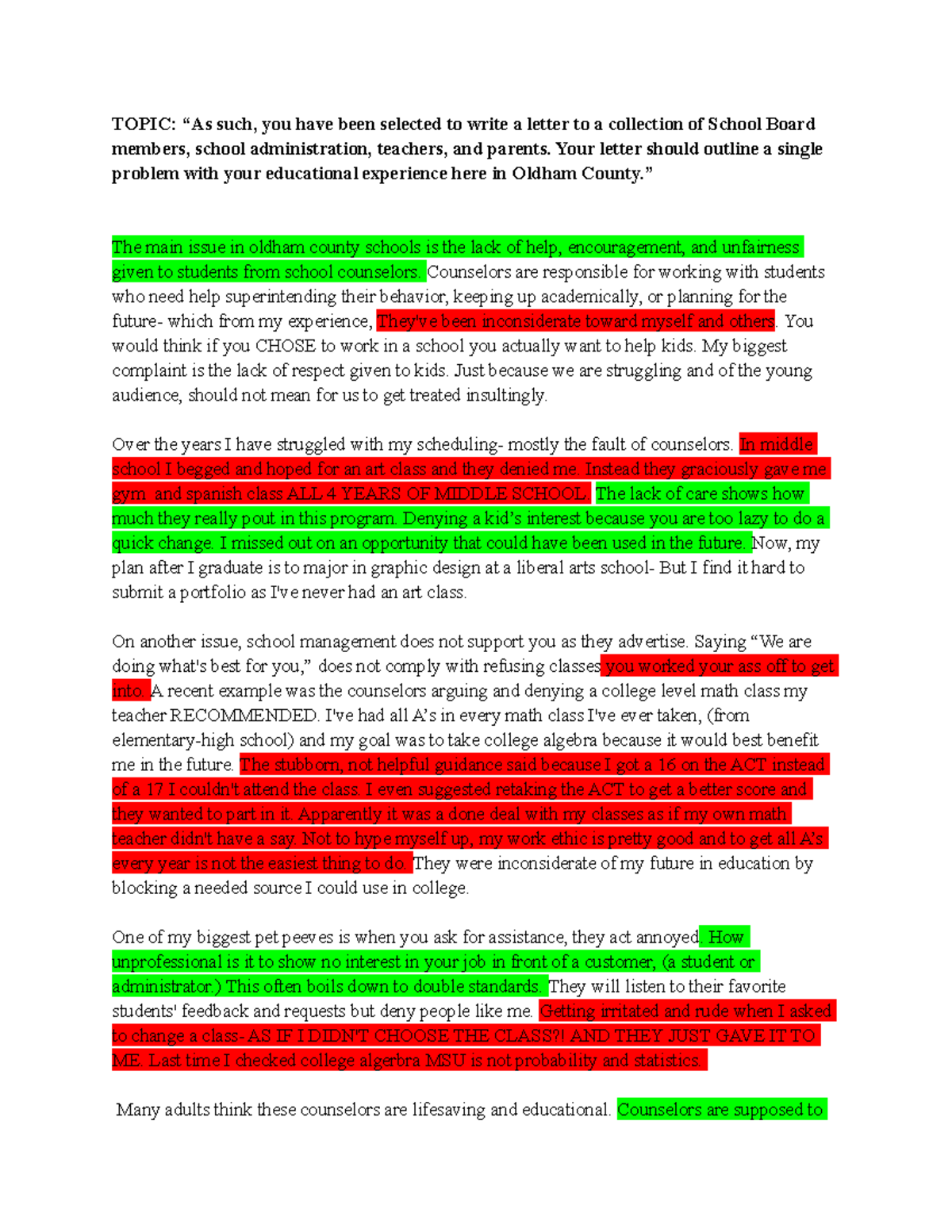 Draft 1 Essay English 100/200 - TOPIC: “As such, you have been selected ...