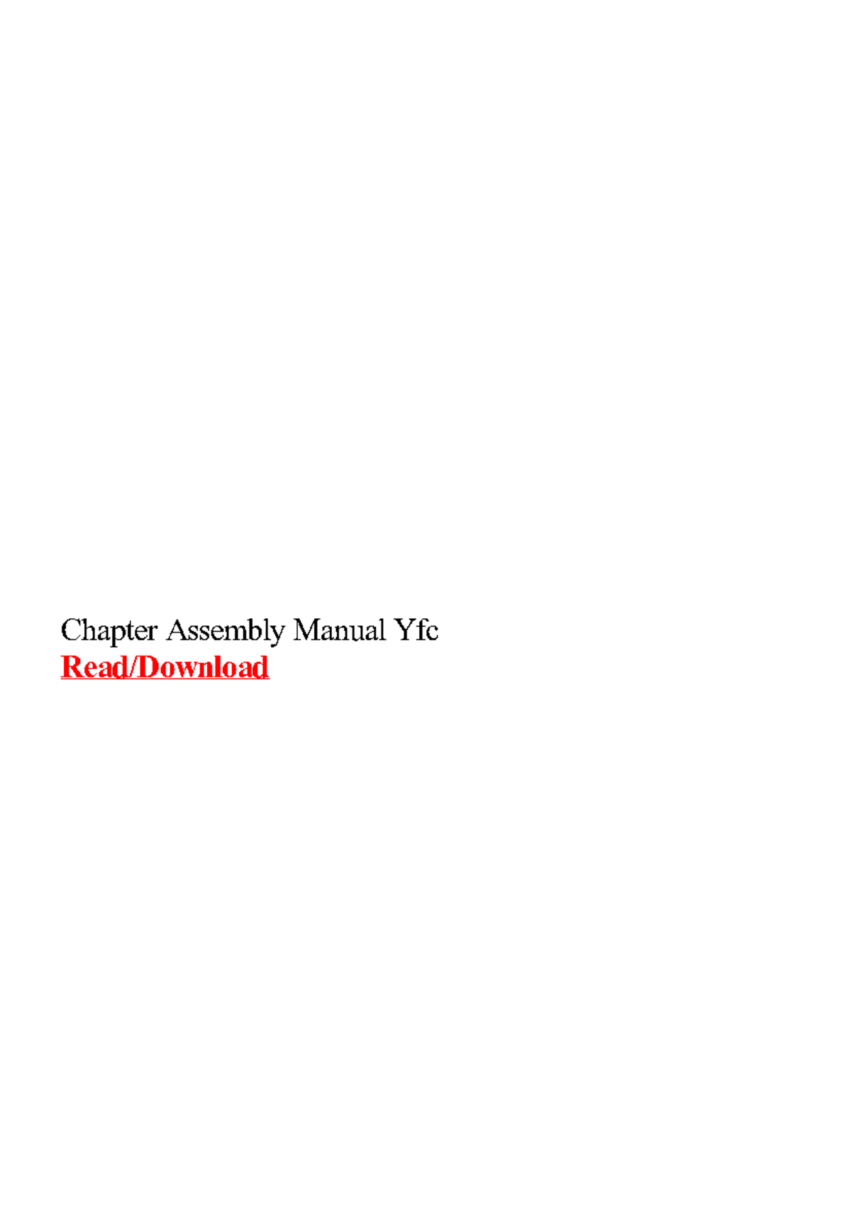 Chapter Assembly Manual for YFC: Guidelines and Activities - Studocu