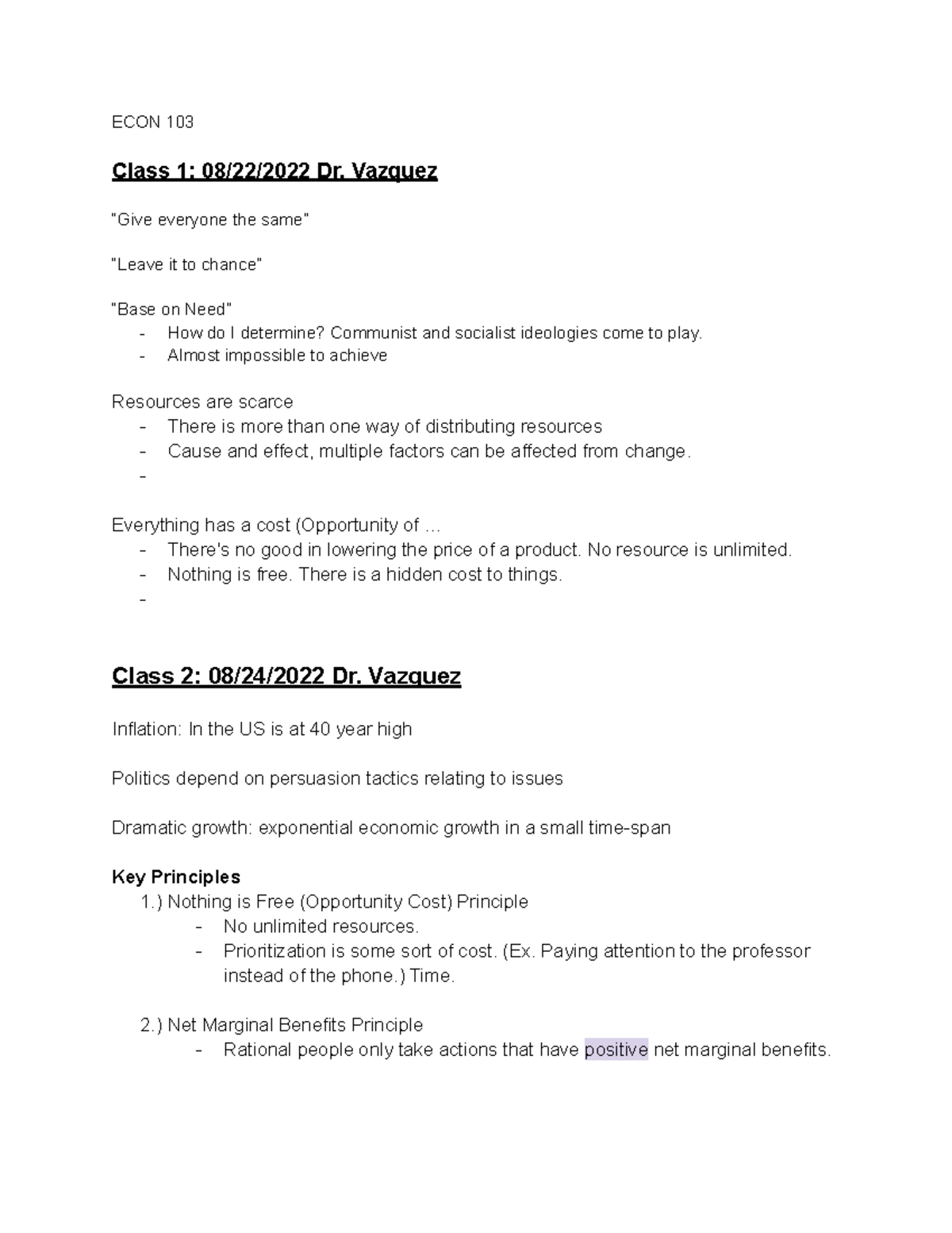 ECON 103 - Lecture Notes on Economic Principles and Concepts - Studocu