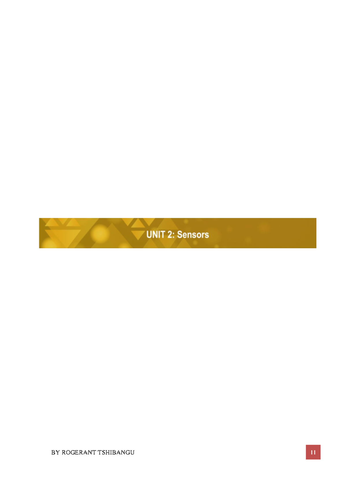 Sensors Lecture Notes (ENGR 301) - Unit II Overview and Characteristics ...
