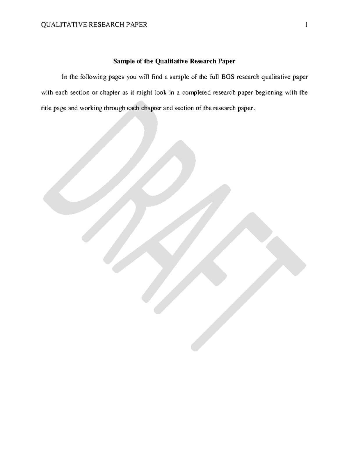 Qualitative Research Paper Example for BGS ...