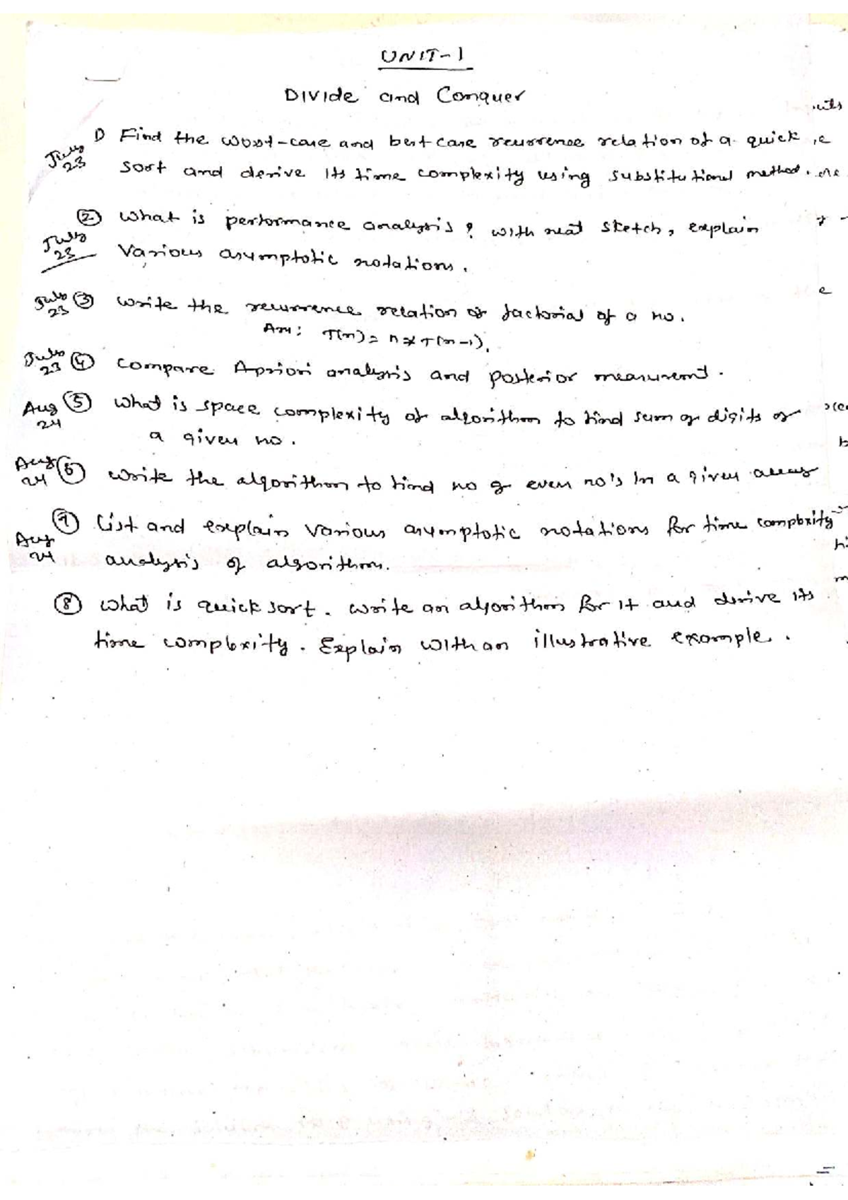 Btech III I DAA UNIT-1: Divide and Conquer Techniques and Analysis ...