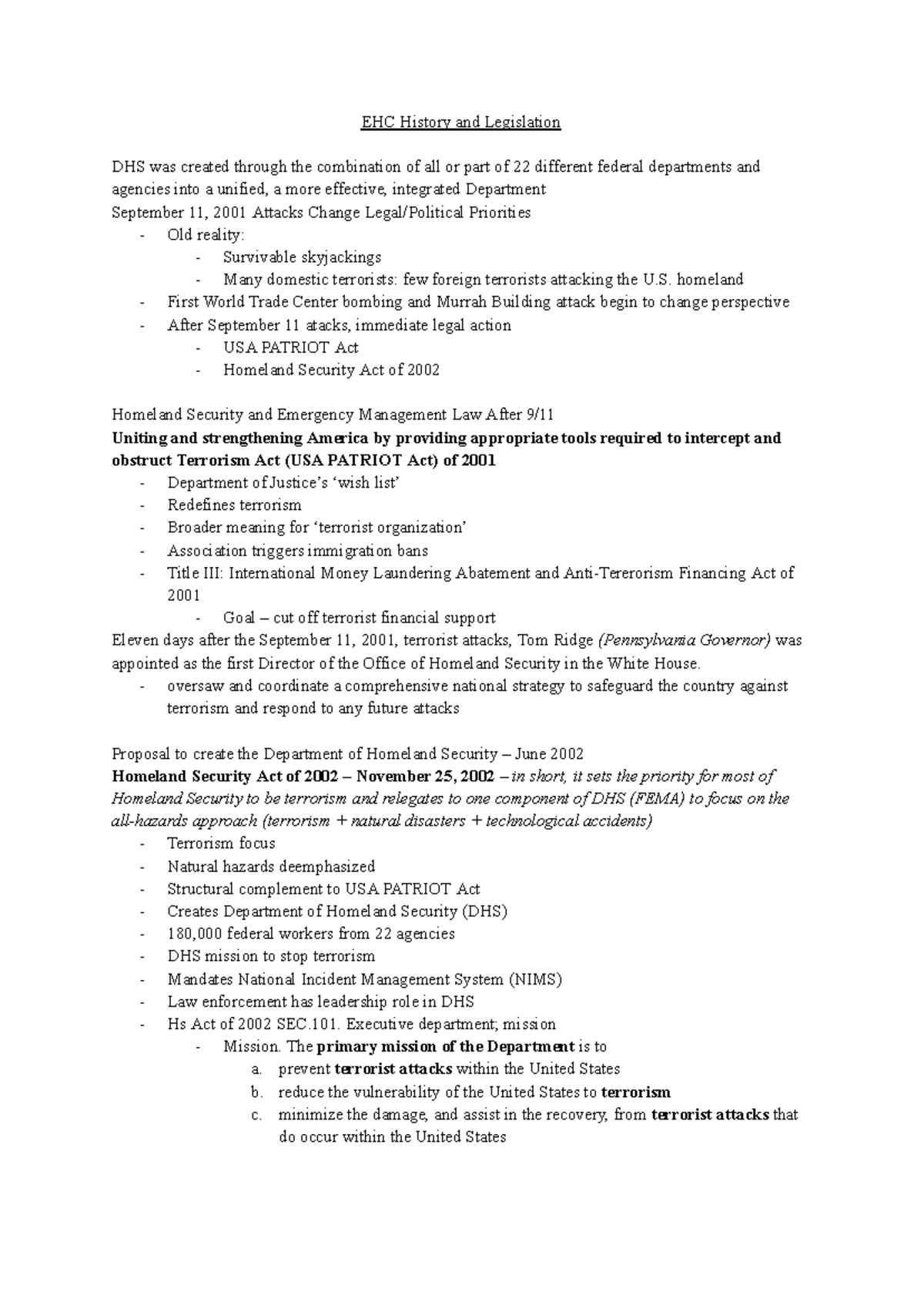 CEHC 101 - L3 - Notes about EHC History and Legislation - EHC History ...