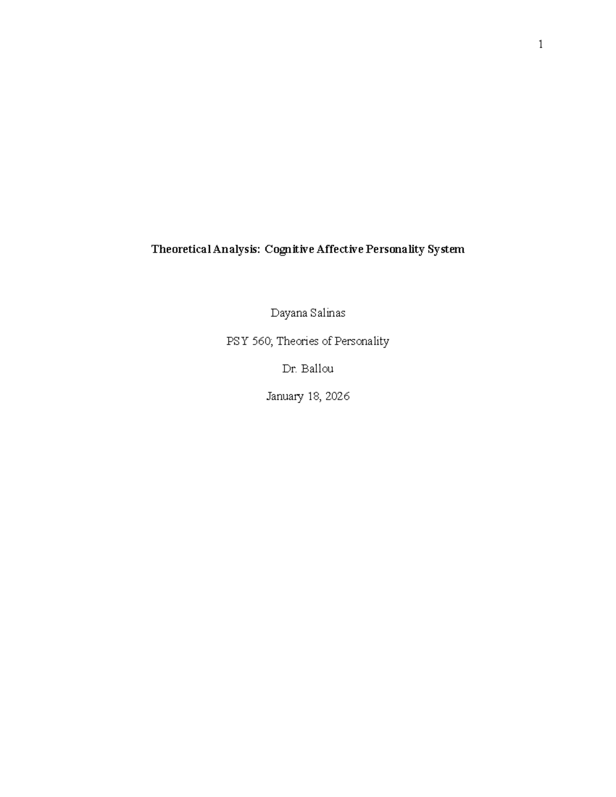 PSY 560 Final Project: The Cognitive Affective Personality System ...