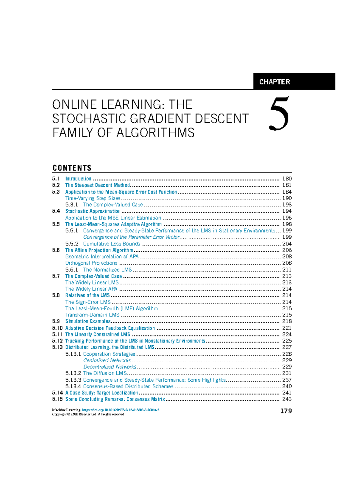 CHAPTER 5: ONLINE LEARNING - STOCHASTIC GRADIENT DESCENT ALGORITHMS ...