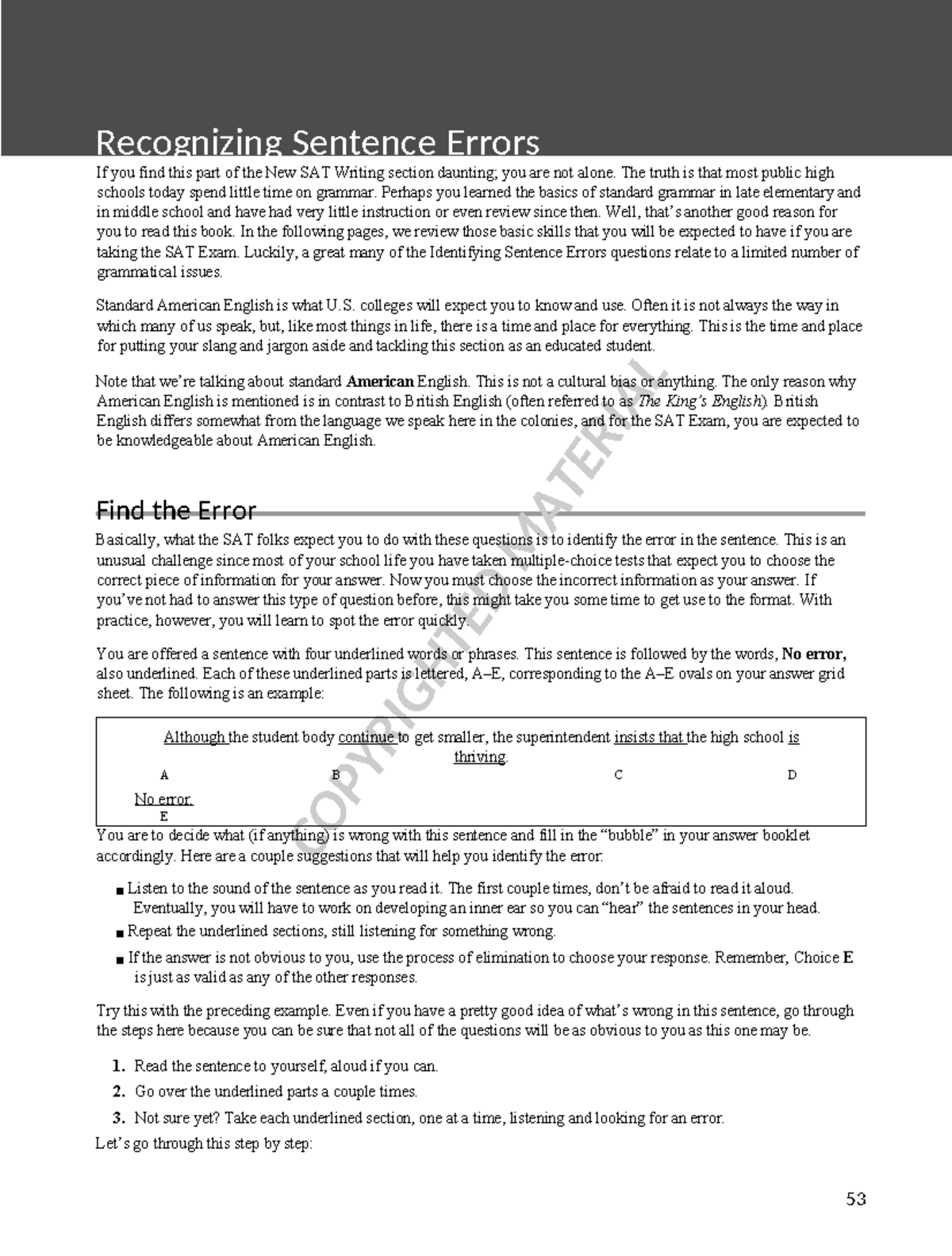 SAT Writing Error Identification: Essential Grammar Review - Studocu