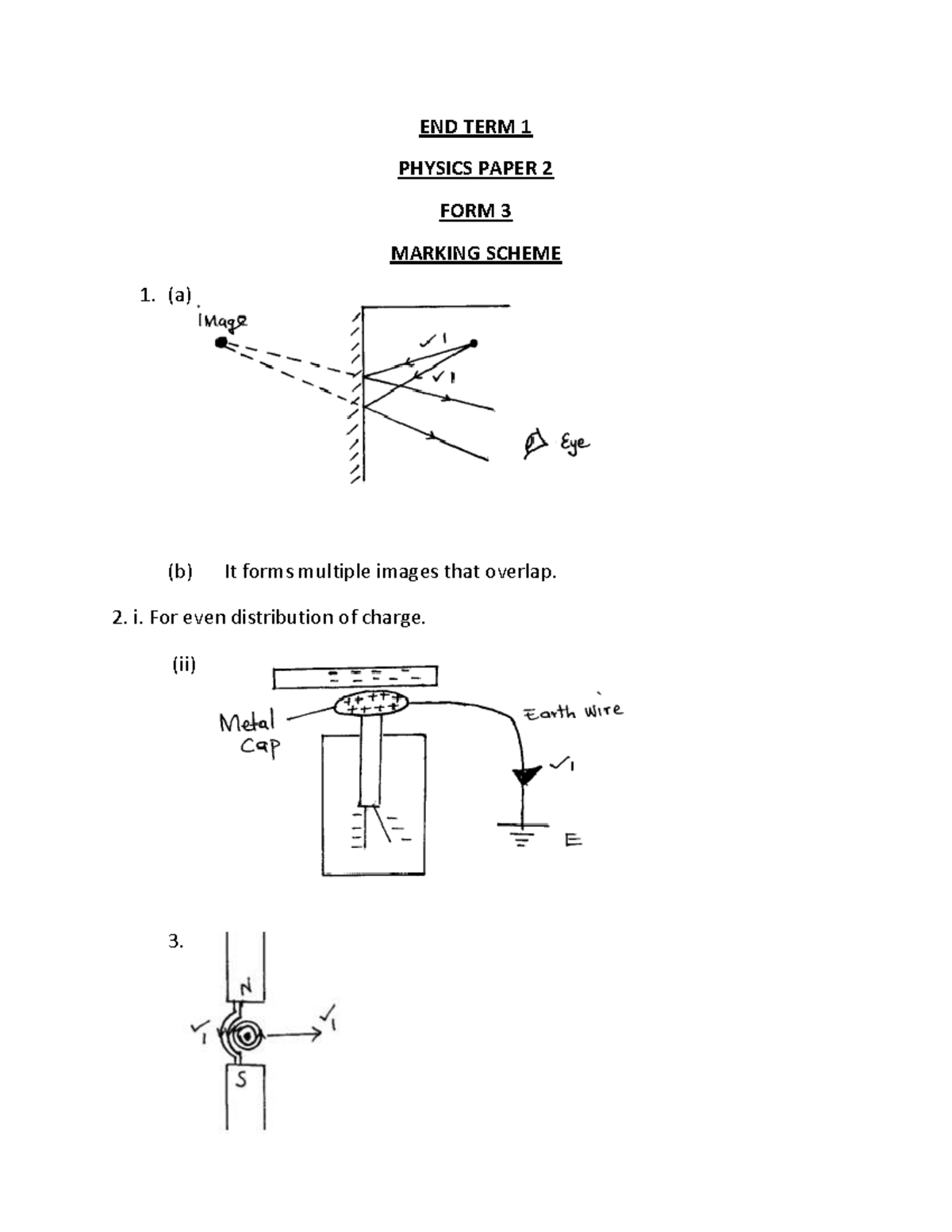 Physics F3 End Term 1 Paper 2 Marking Scheme - Studocu