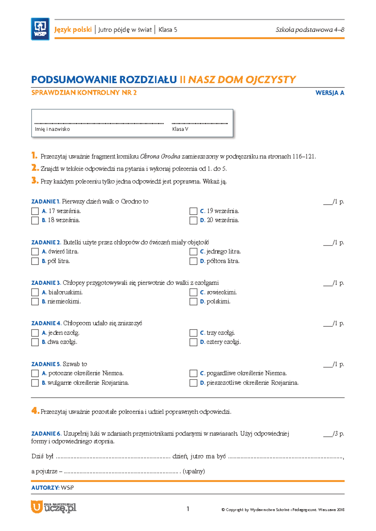 Today 2 Podsumowanie Sprawdzian Po 2 Rozdziale