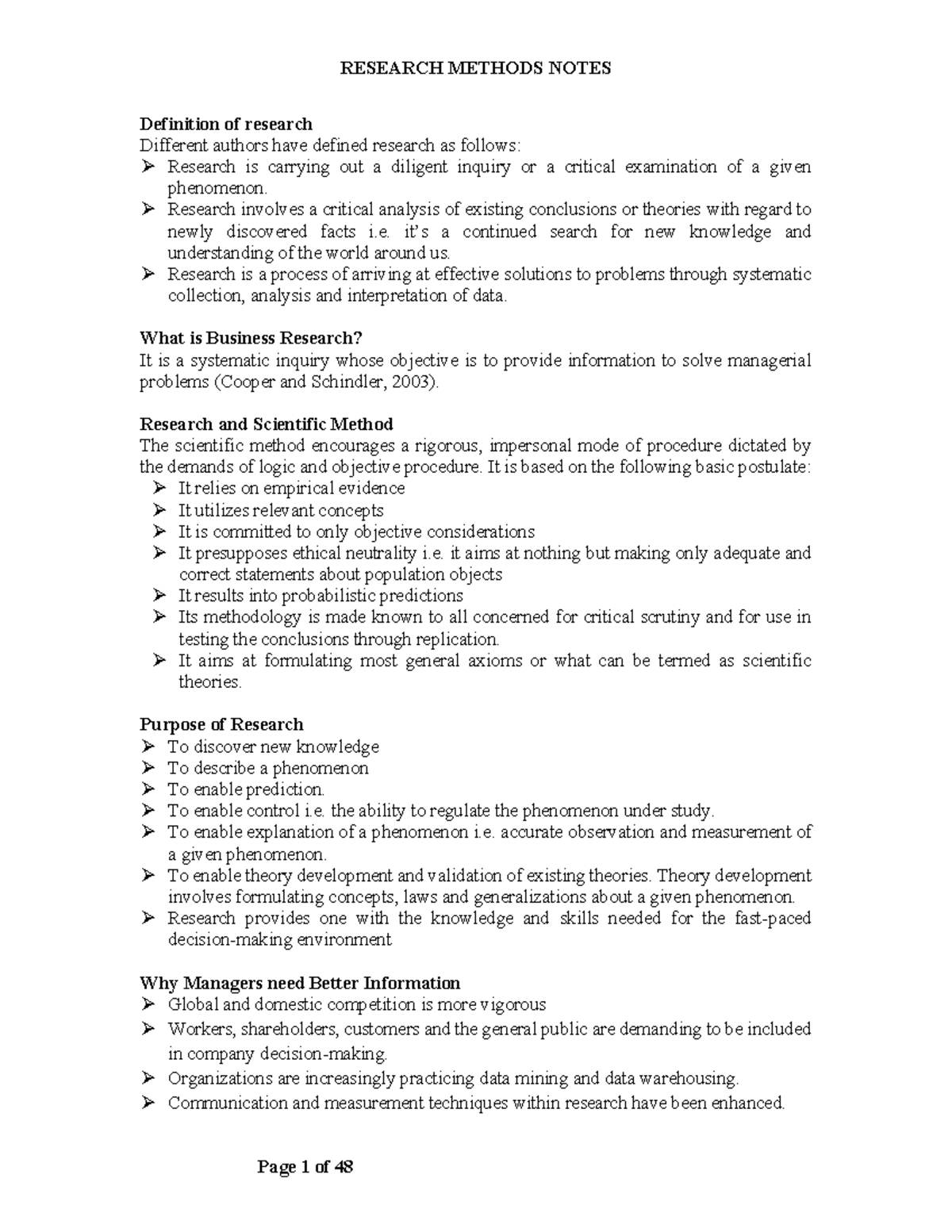 Research Methods Notes: Key Concepts and Definitions - Studocu