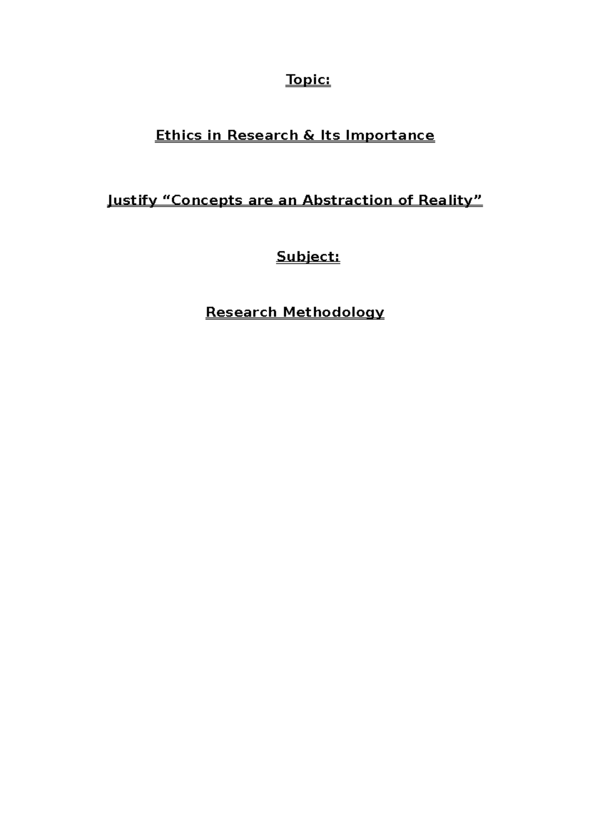 Research Methodology (A): Ethics and Abstraction in Research - Studocu