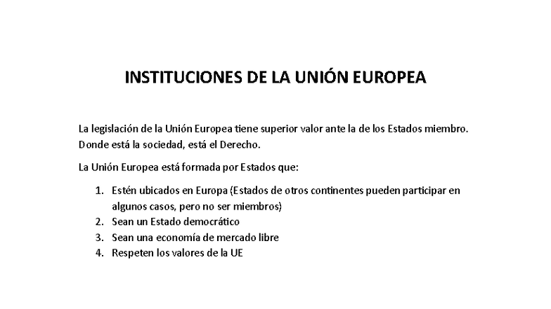 U.1 INSTITUCIONES DE LA UNIÓN EUROPEA: Estructura y Funciones - Studocu