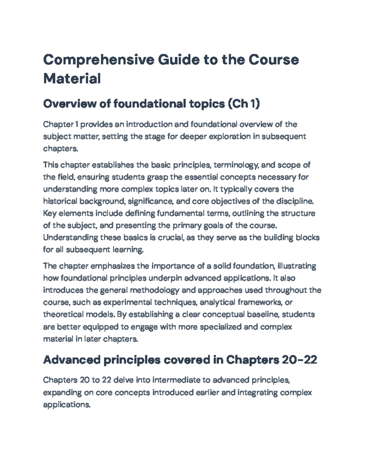 Comprehensive Guide to Course Material: Foundations & Advanced Topics ...