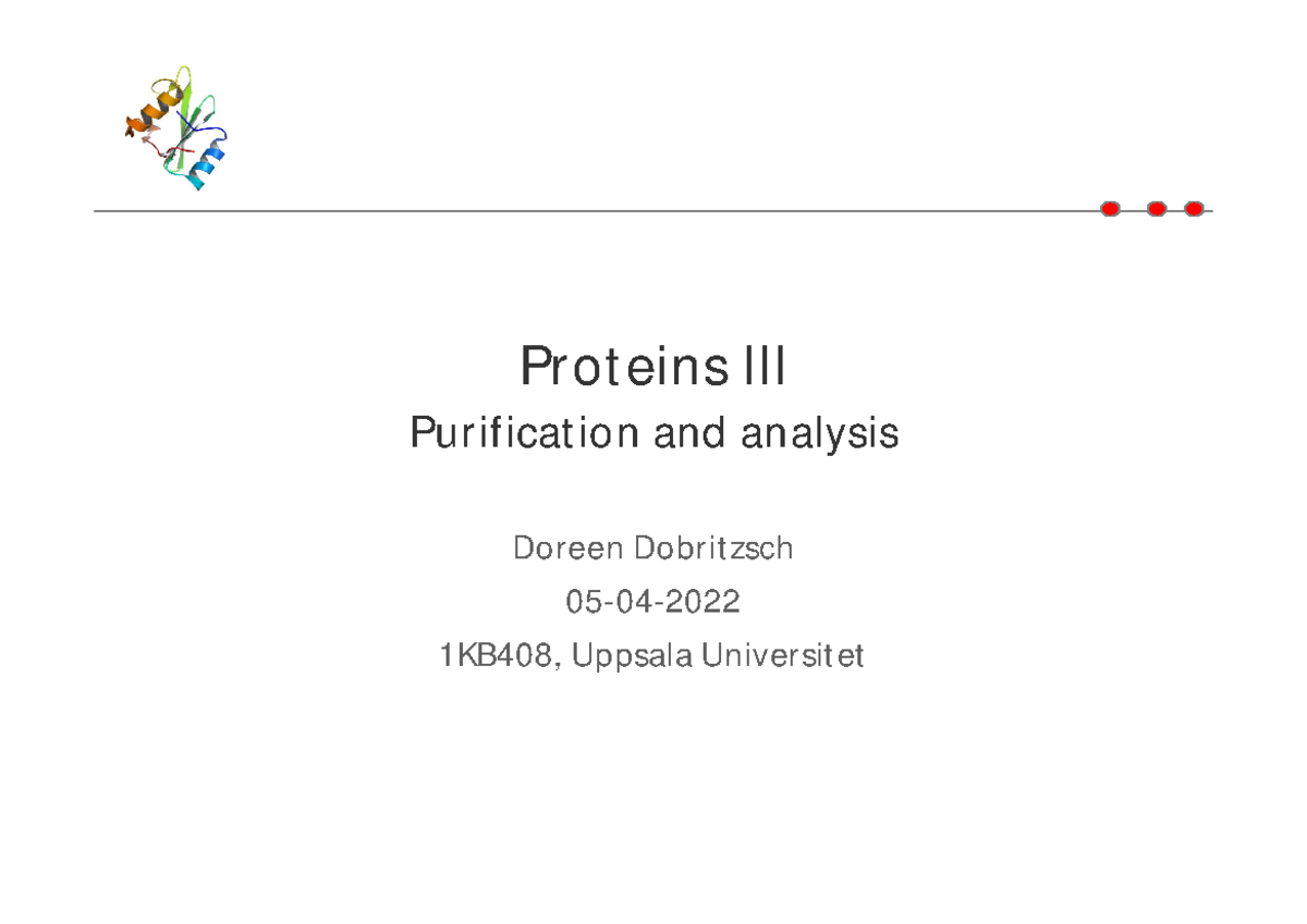 Protein Purification and Analysis Techniques - 1KB408 Lecture Notes ...