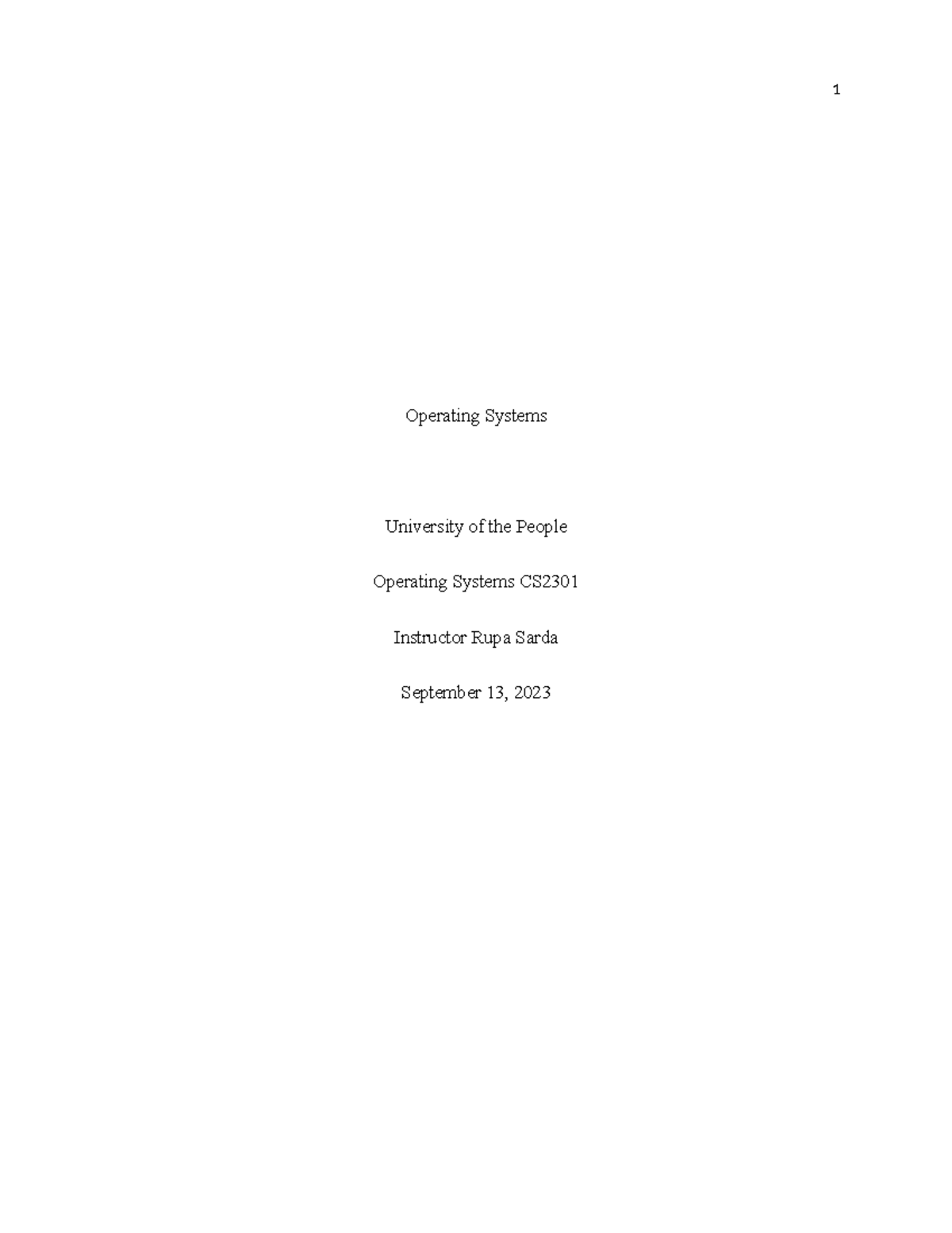 Operating Systems Overview & Setup Guide - Assignment Unit 1 CS2301 ...