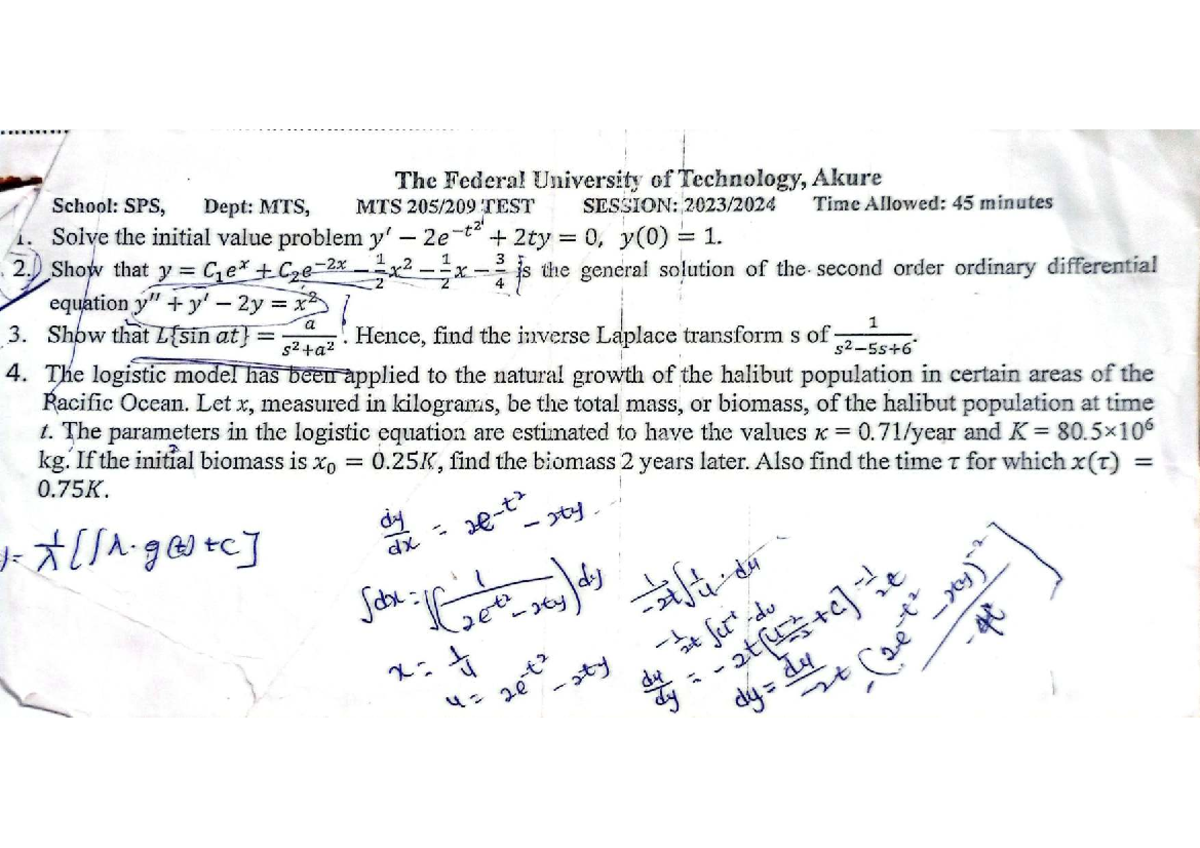 **Title: STA 203 Statistical Inference I Past Exam Questions (200 Level ...