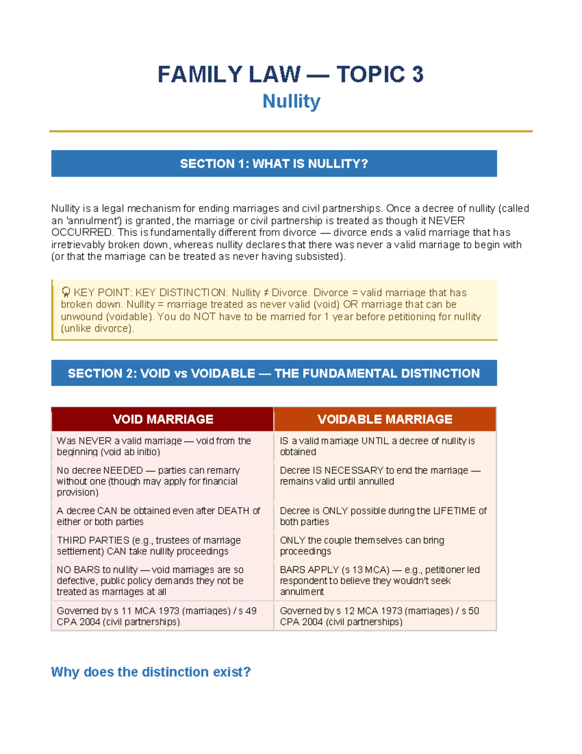 Family Law (LAW101) - Understanding Nullity: Key Concepts and ...