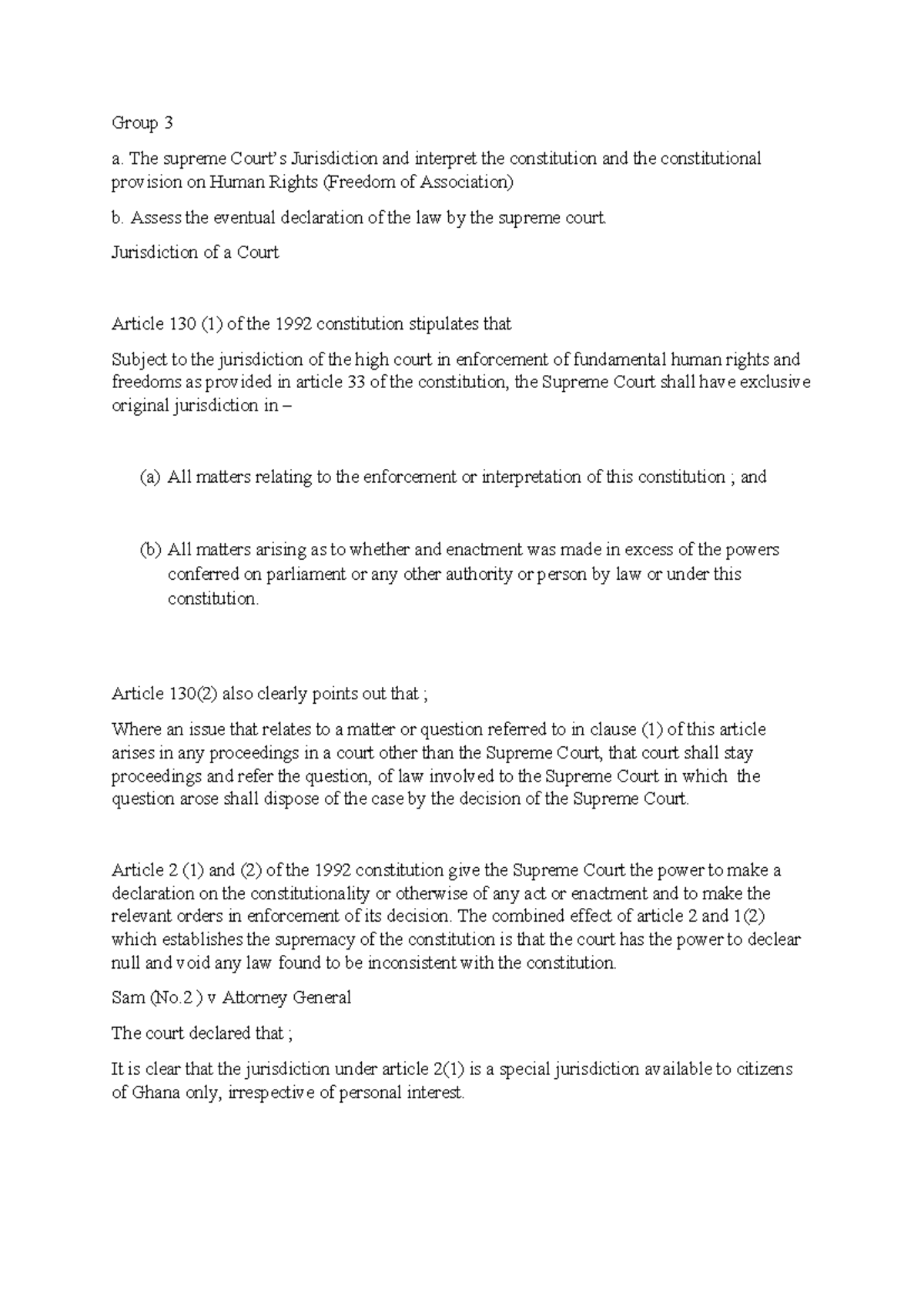 Group 3 Legal Sytem Assigment - Group 3 a. The supreme Court’s ...