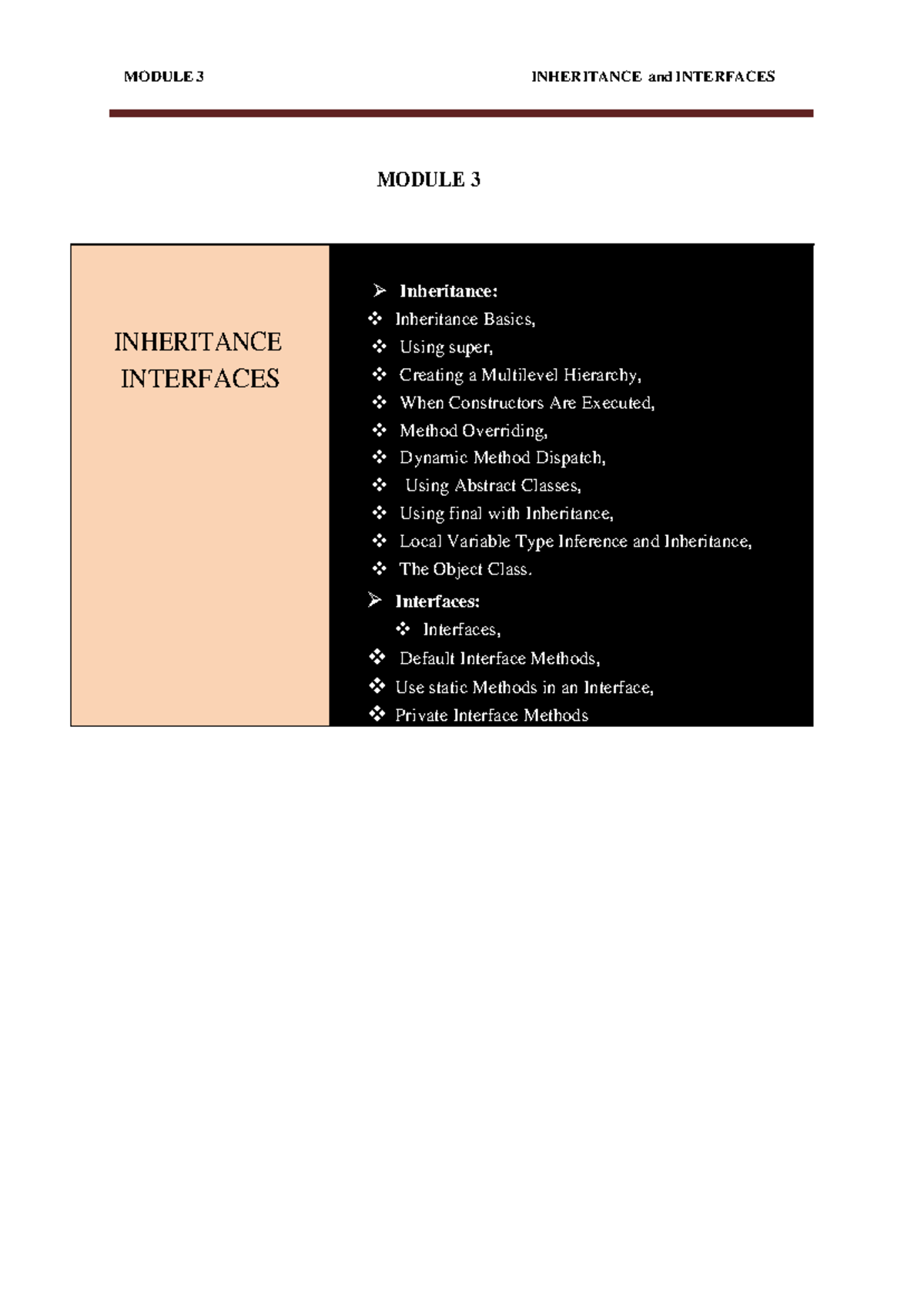 JAVA (maam) Module 3 - ntg - MODULE 3 INHERITANCE INTERFACES ...