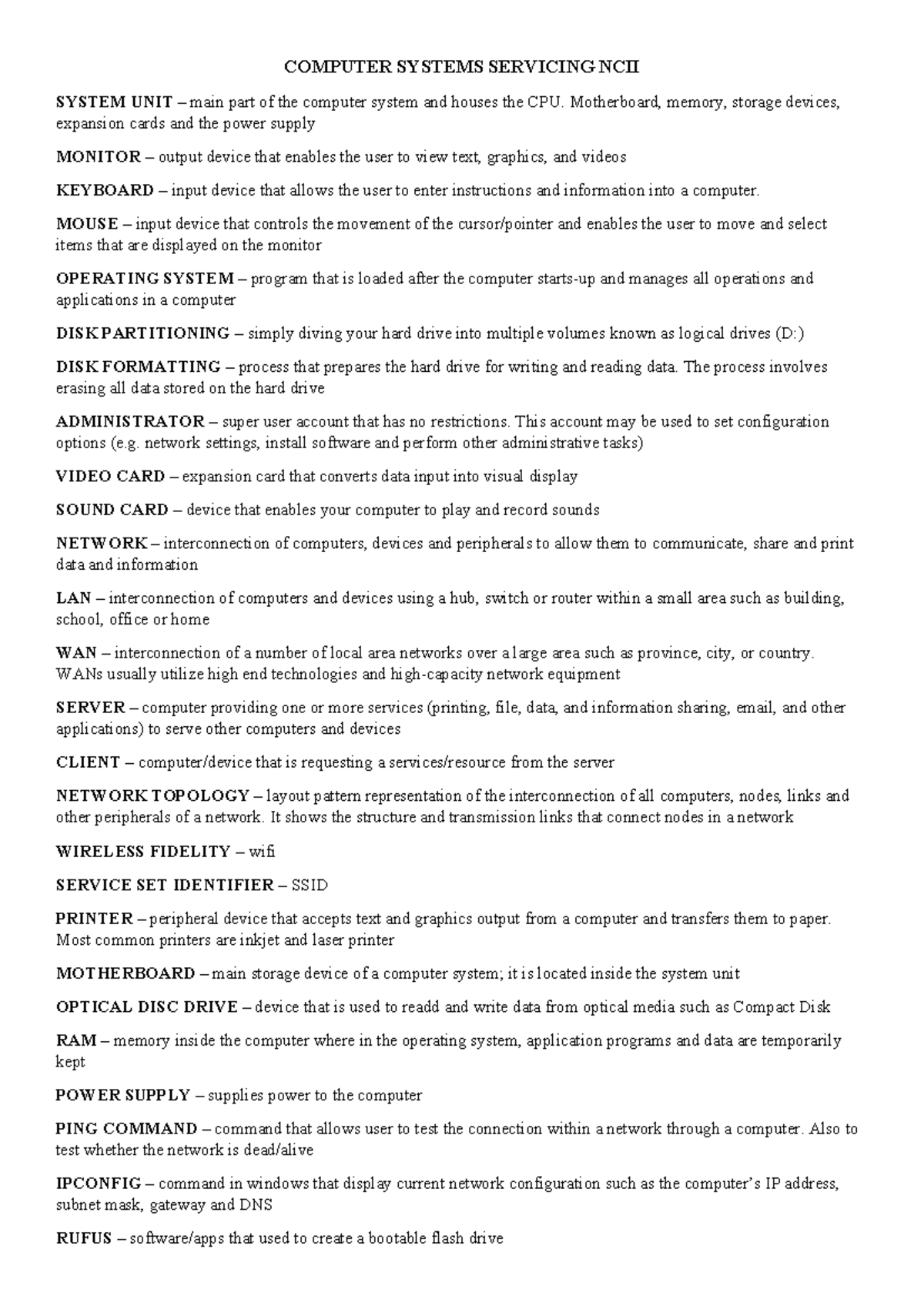 Computer Systems Servicing NCII: System Unit Overview and Components ...