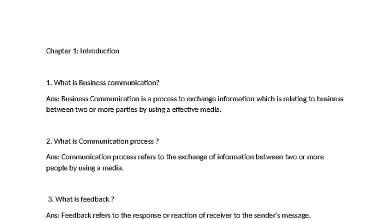 Chapter 1: Introduction to Business Communication Concepts - Studocu