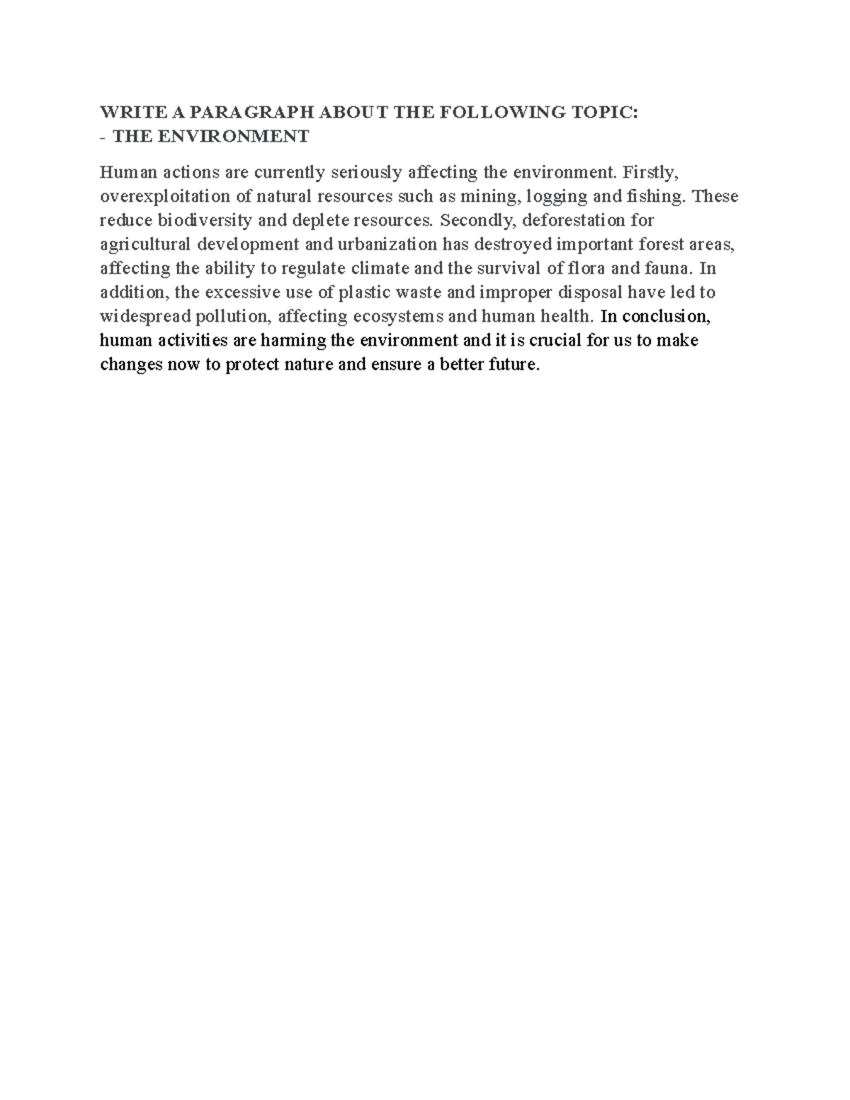 Assignment 1 - Writing on Environmental Impact - Studocu