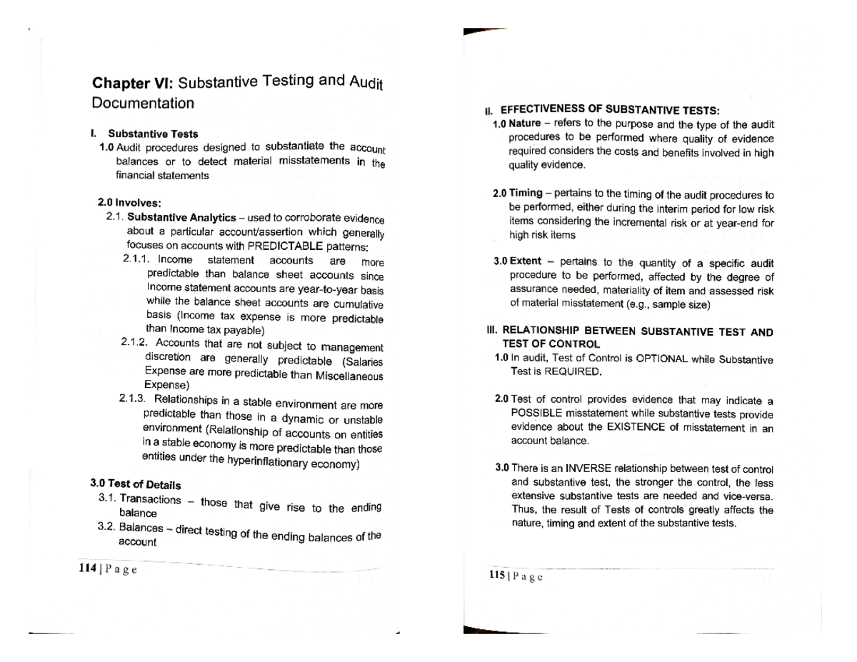 Aud T C6 Final Exam Notes: Substantive Testing & Audit Documentation ...
