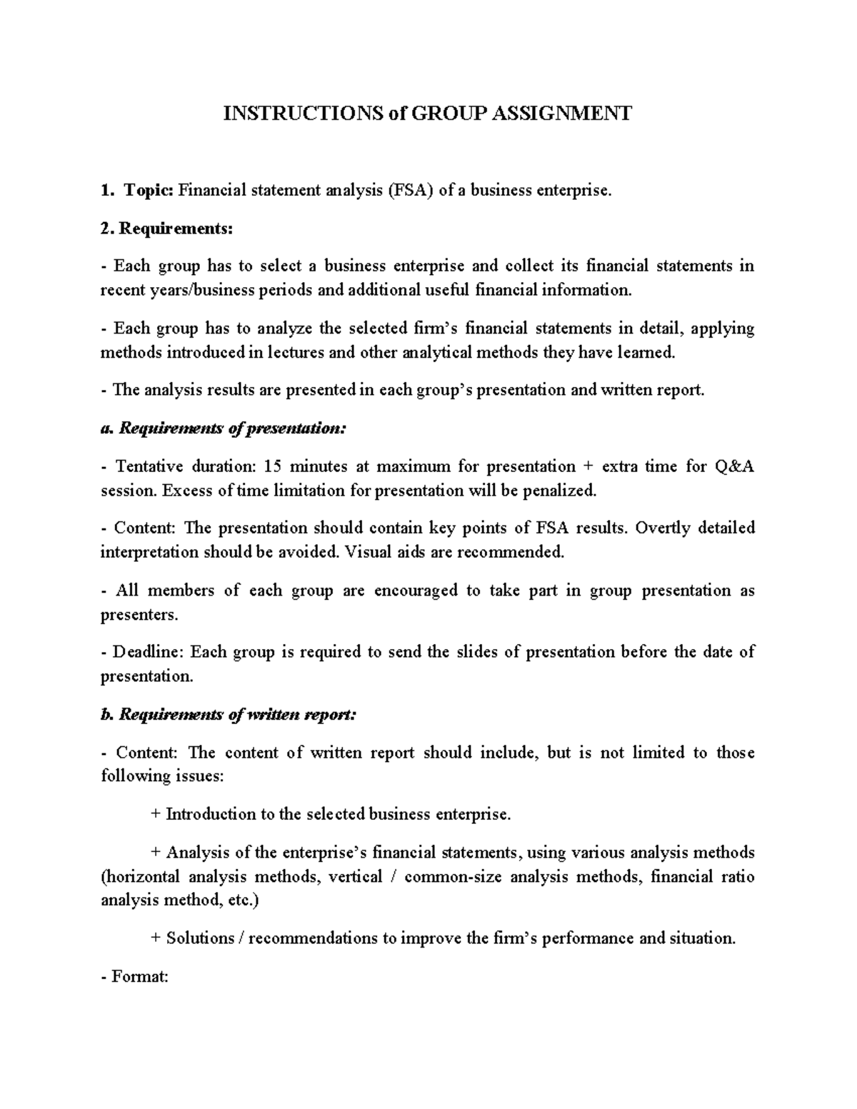Group assignment instructions - INSTRUCTIONS of GROUP ASSIGNMENT 1 ...