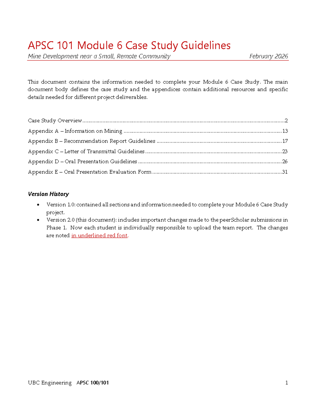 APSC 101 Module 6 Case Study Guidelines: Mine Development Near ...