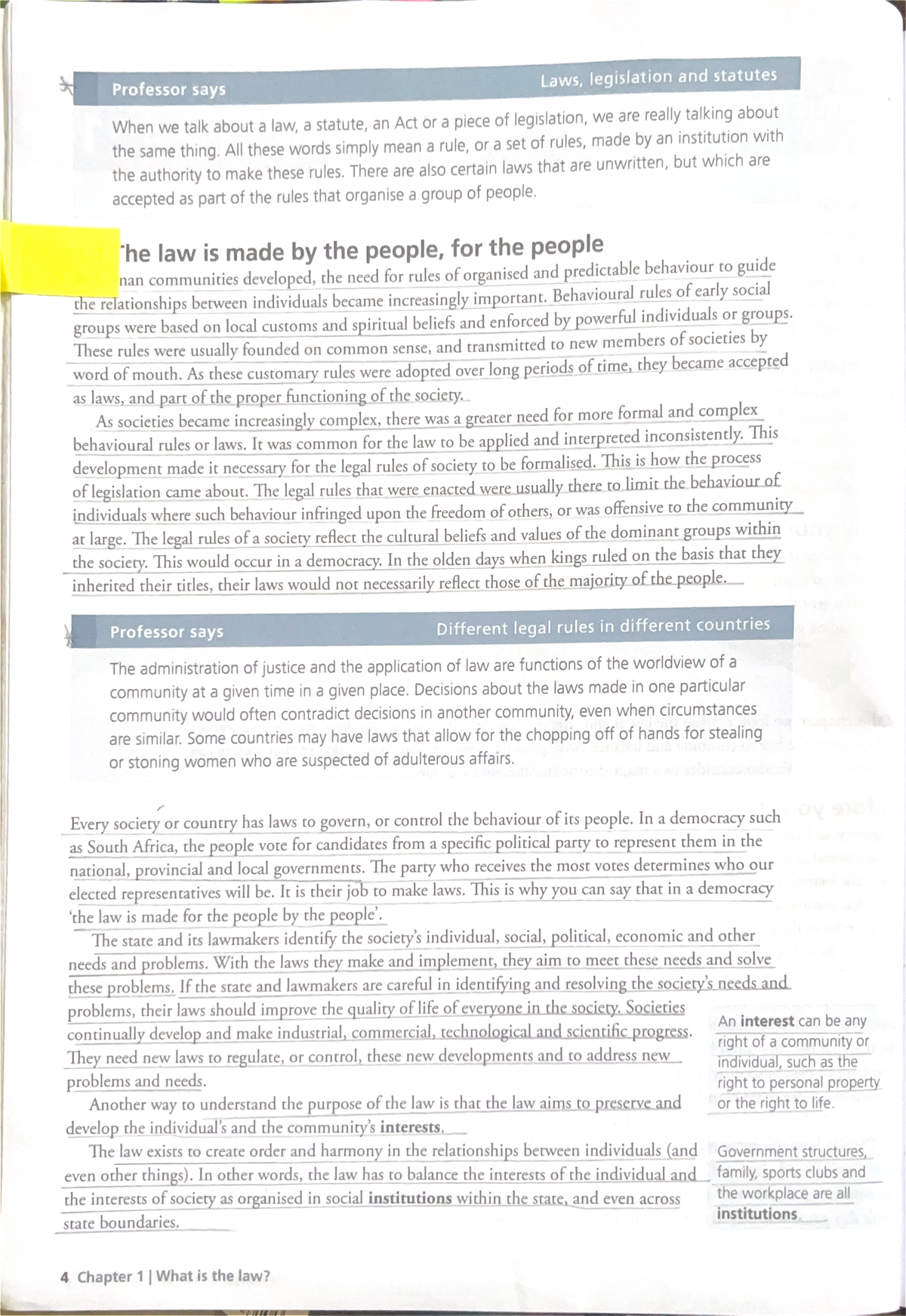 Understanding Laws: The People, Their Needs, and Their Governance - Studocu