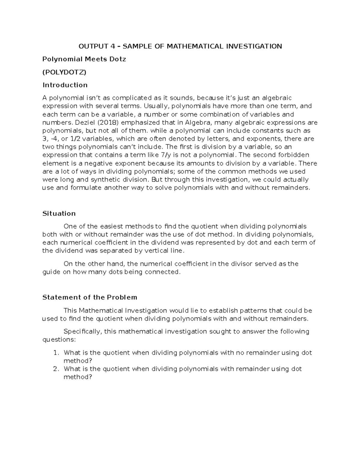 Polynomial Meets Dotz - POLYDOTZ Lecture Notes on Division Methods ...