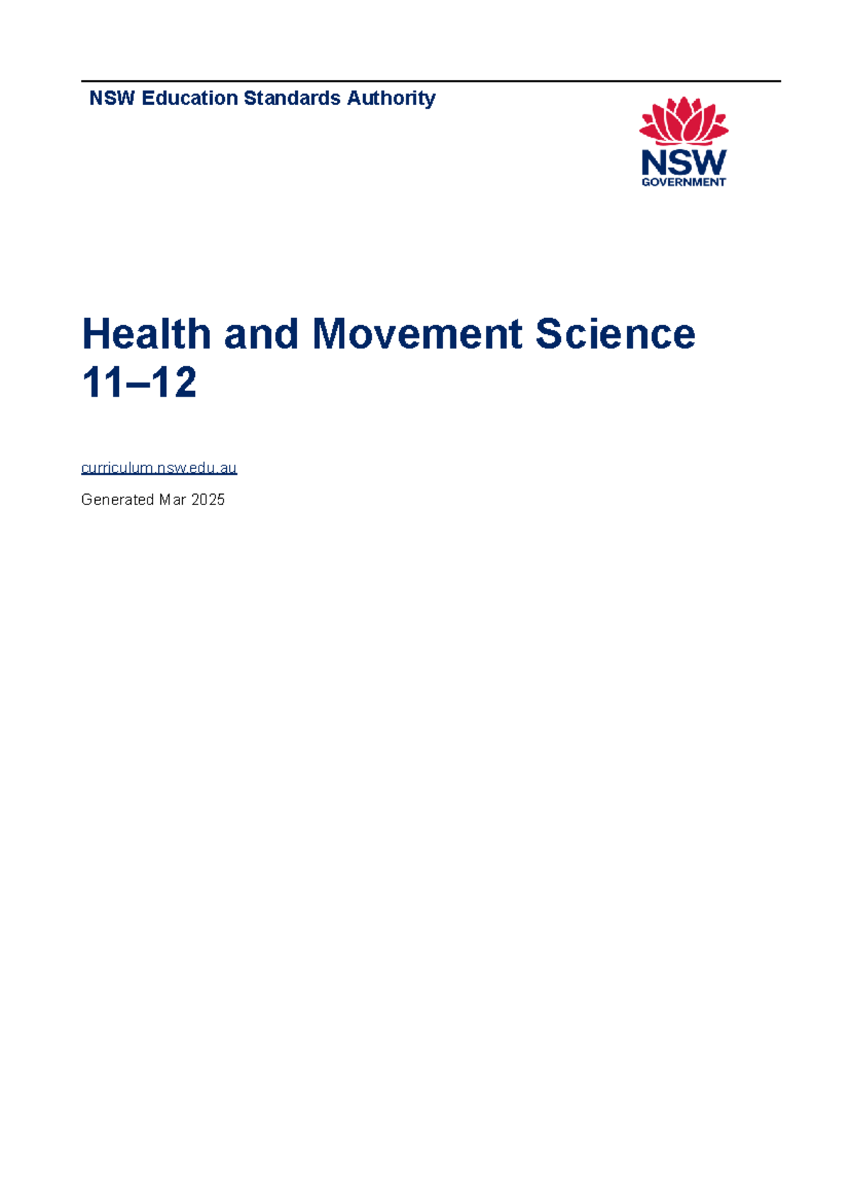 HMS Year 11 & 12 Curriculum Overview: Health & Movement Science - Studocu