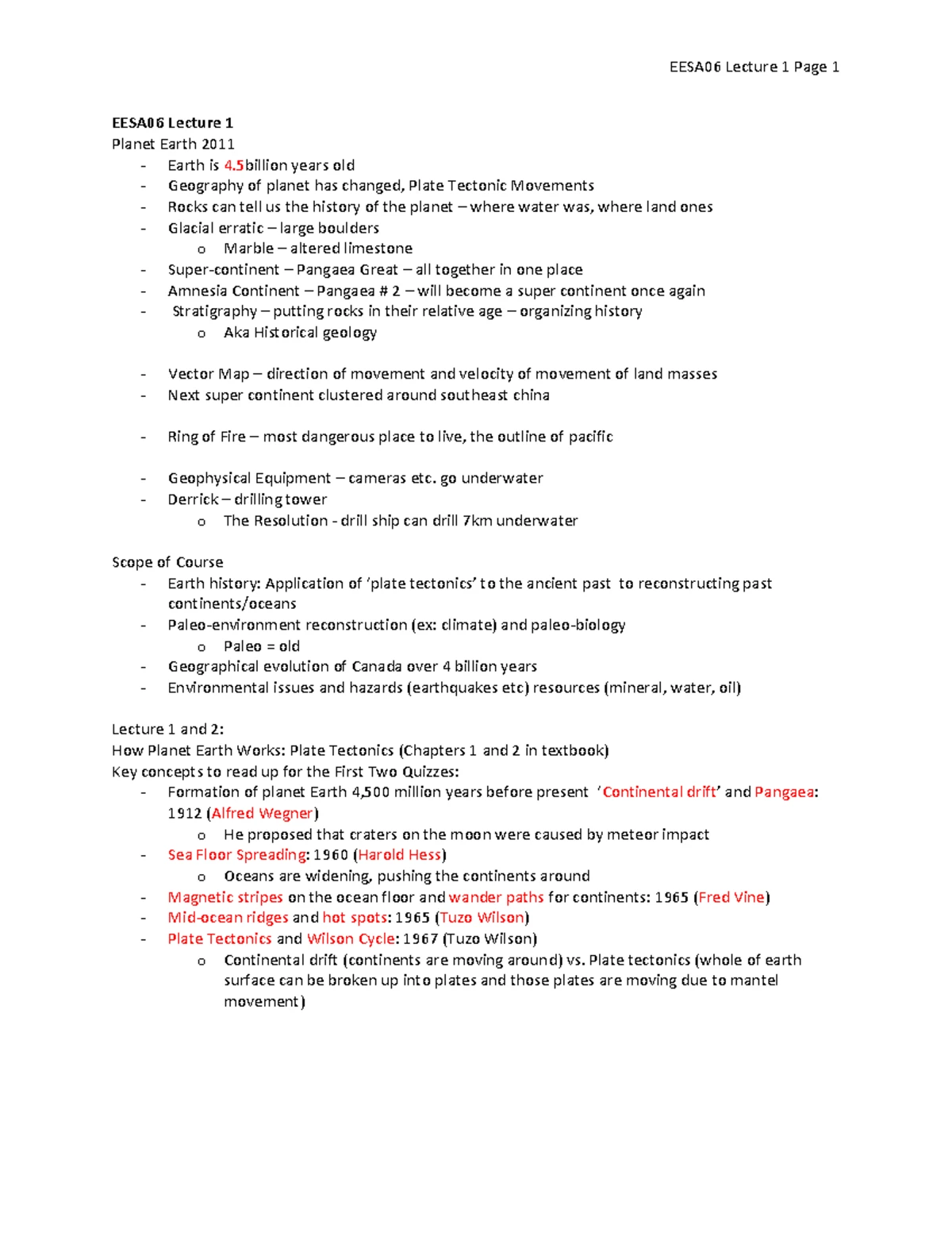 Plate Tectonics Cheat Sheet for Earth Science (ES 101) - Studocu