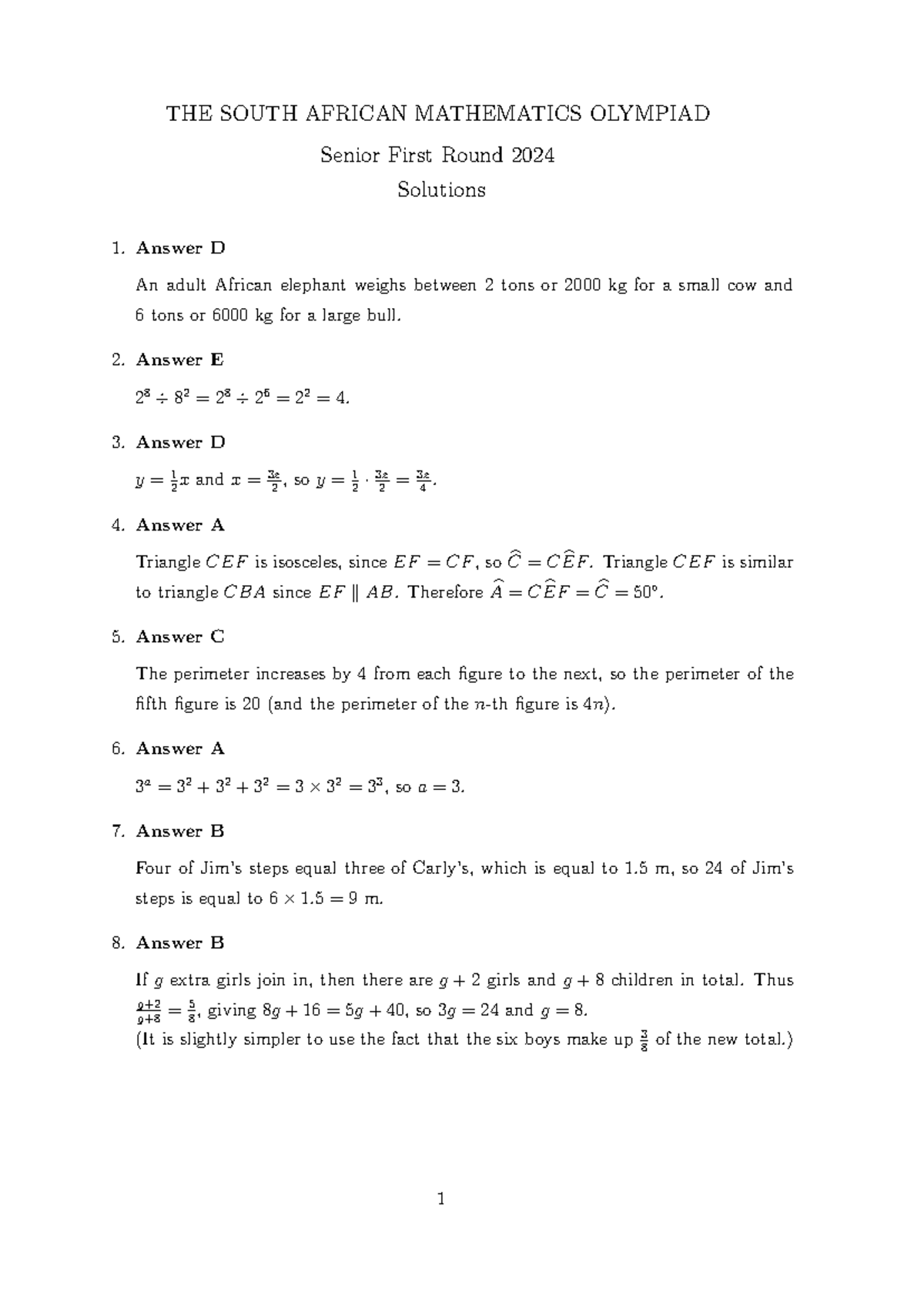 S1s2024 - Question paper for maths olympiad - THE SOUTH AFRICAN ...