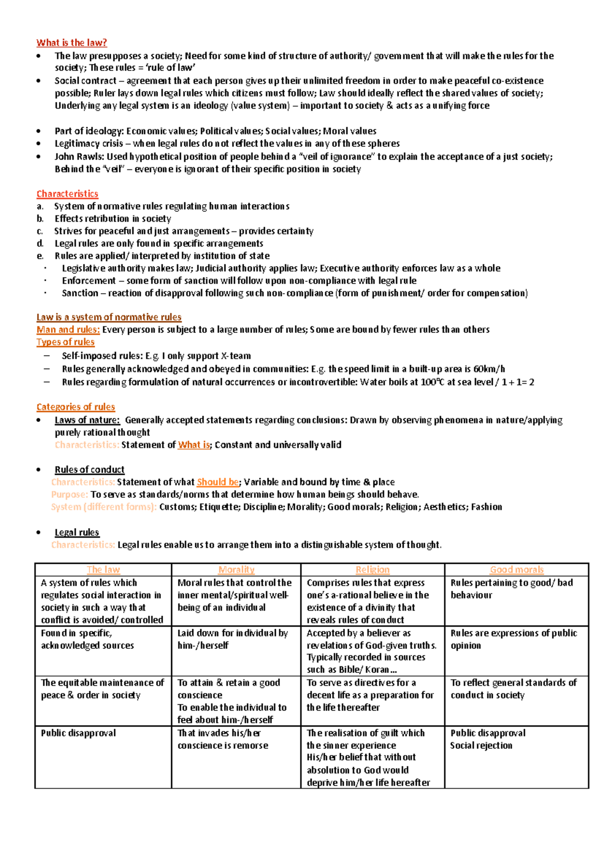 Introduction to Law (LAW 100) - Concepts and Systems Exam Notes - Studocu