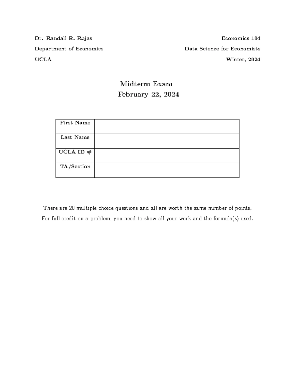 Midterm Exam I ECON 104 Spring 2021: Key Questions and Insights - Studocu