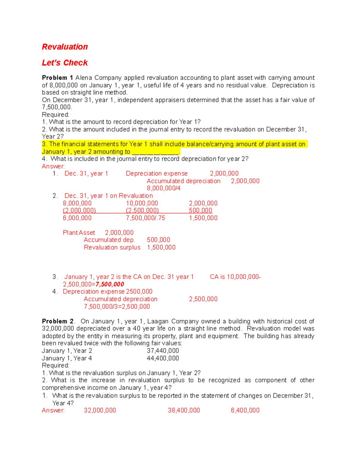 Revaluation Accounting Problems - Answer Keys (Course Code: AK) - Studocu