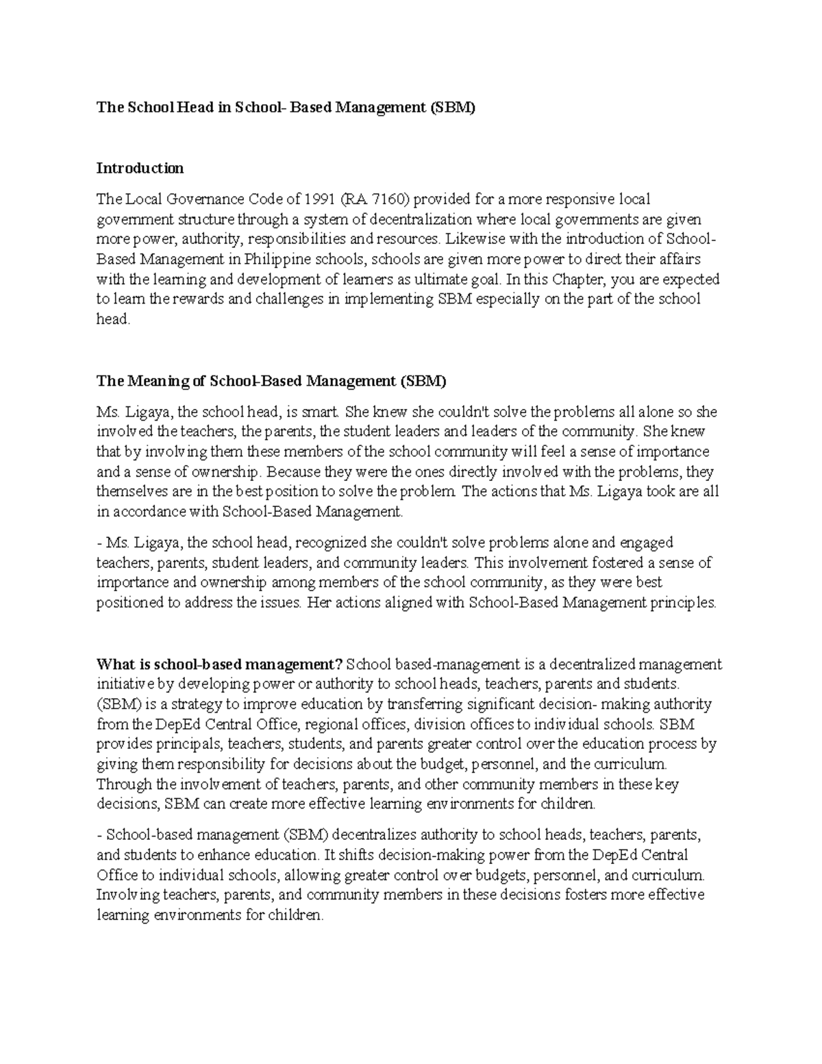 103-rep - 103 - The School Head in School- Based Management (SBM ...