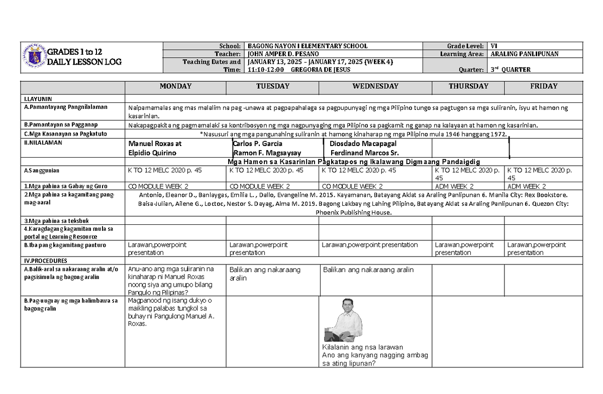 DLL Araling Panlipunan 6 Q3 W4 final - GRADES 1 to 12 DAILY LESSON LOG ...