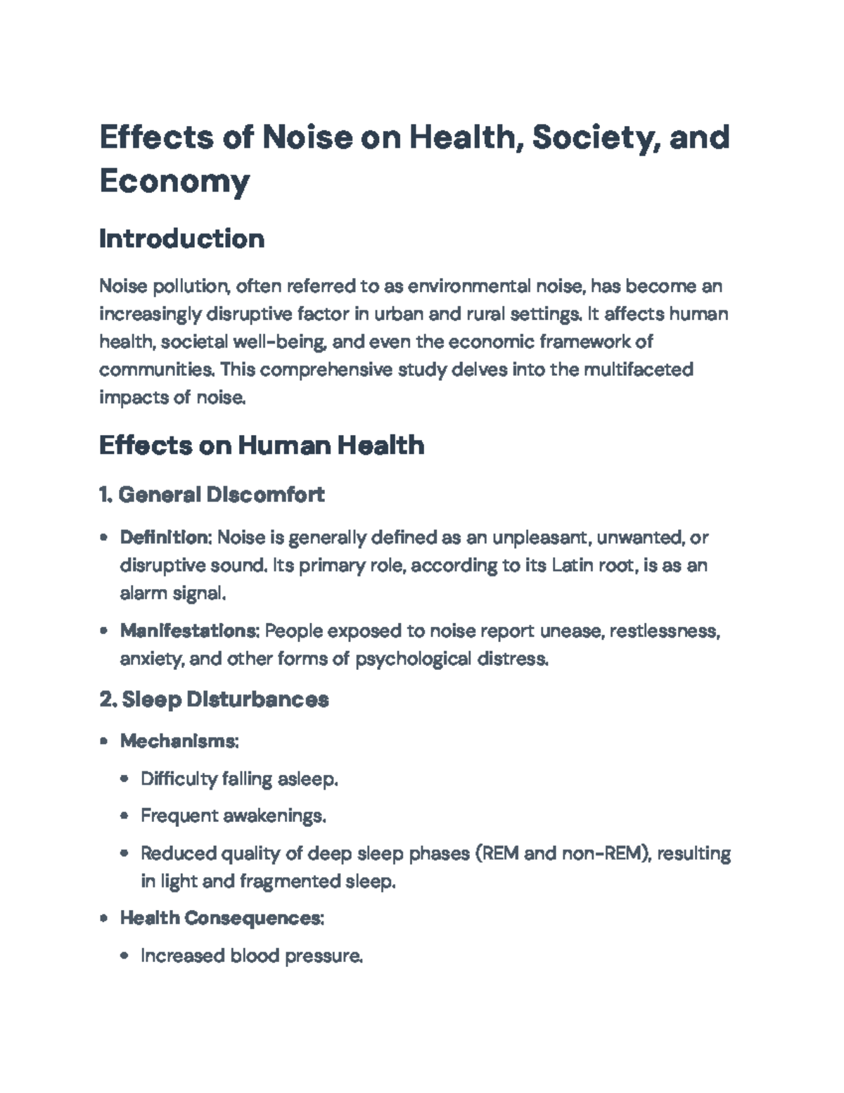 Effects of Noise Pollution on Health, Society, and Economy - Study ...