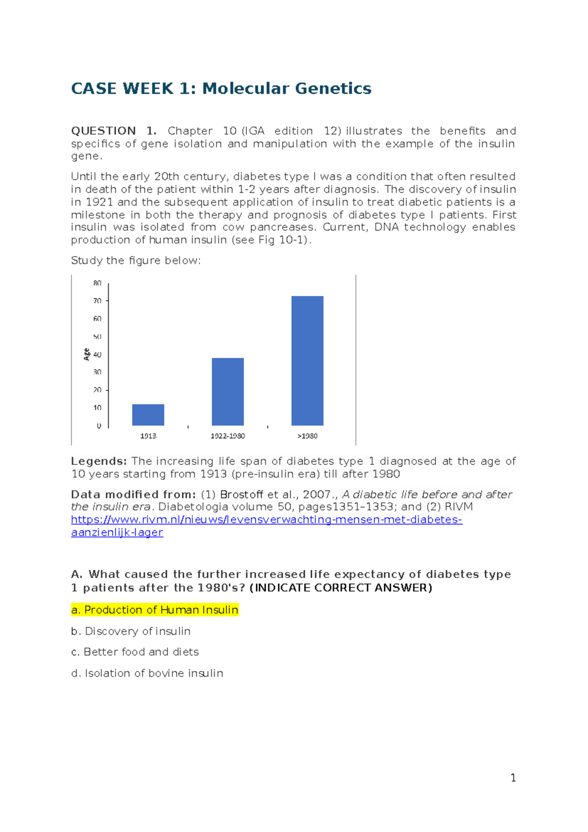 CASE STUDY: Molecular Genetics Insights from Week 1 - Studeersnel