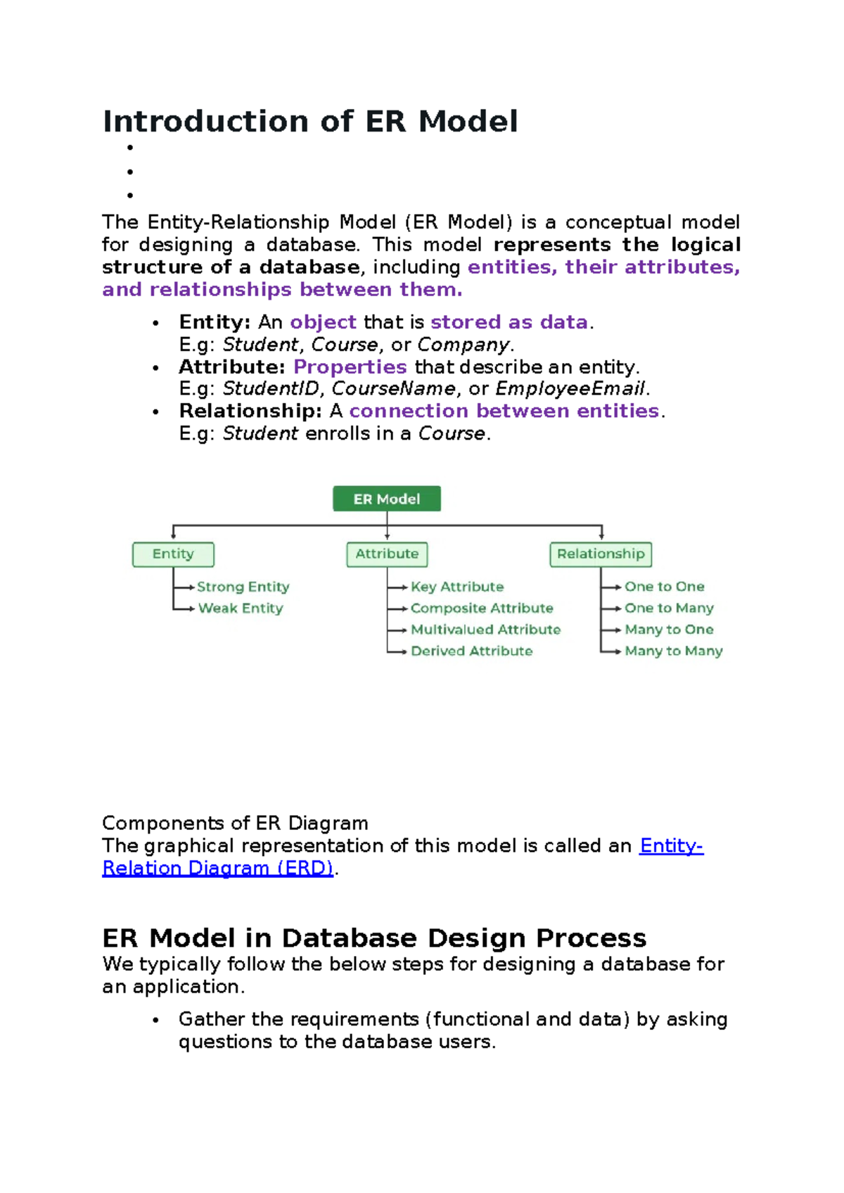 Introduction to ER Model - Unit 1 Overview and Components - Studocu