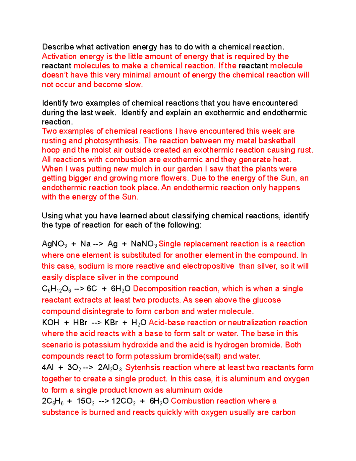 Module 6 Chemical Reactions Overview - Vlacs - Studocu