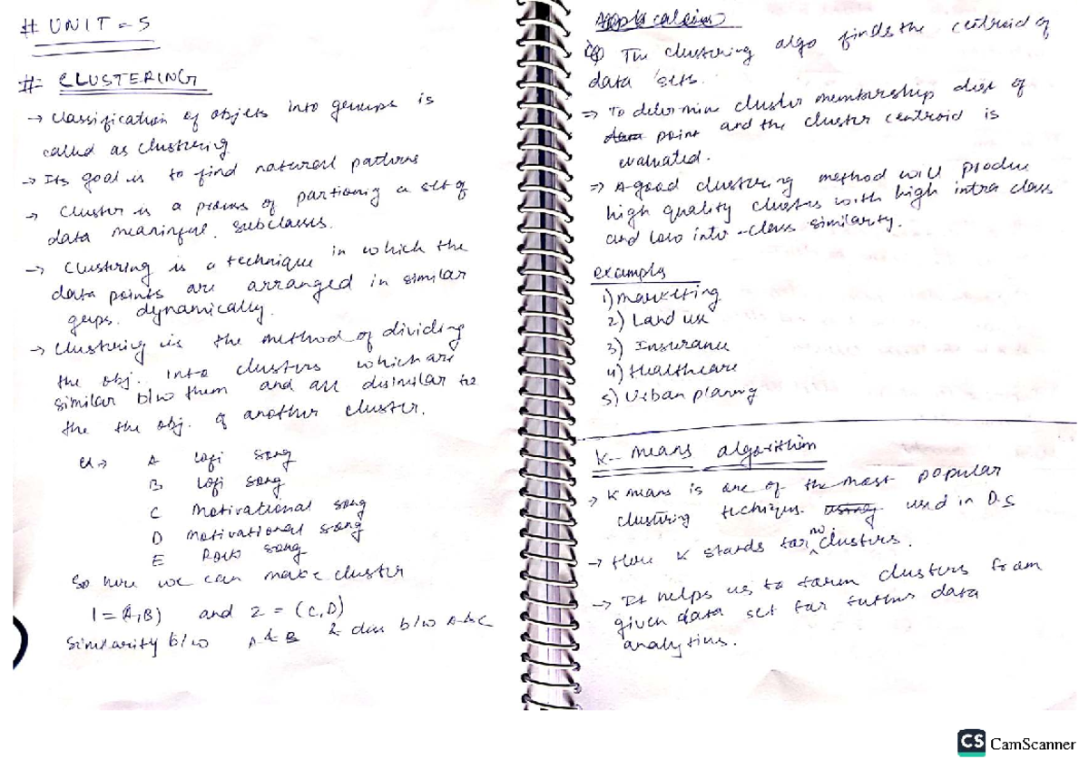 Unit 5 DSBDA - Clustering Algorithms and Text Analysis Notes - Studocu