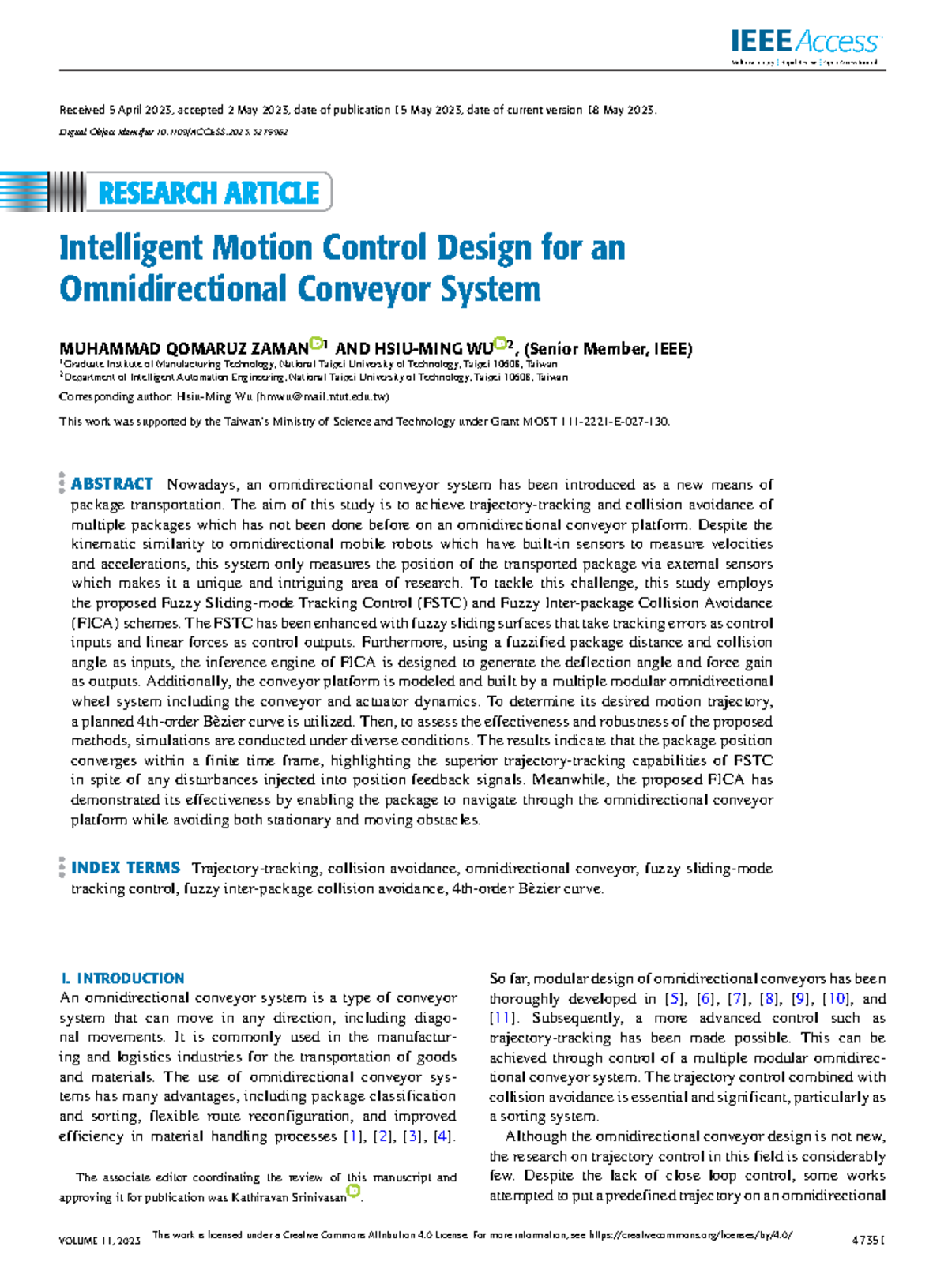 Intelligent Motion Control for Omnidirectional Conveyor System (IET ...
