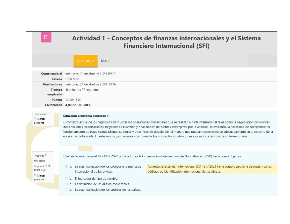 Actividad 1 - Conceptos de finanzas internacionales y el Sistema ...