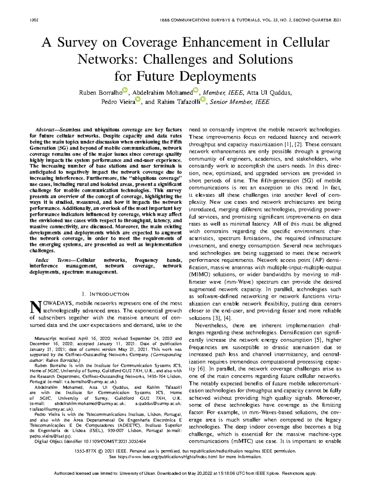 A Survey on Coverage Enhancement in Cellular Networks Challenges and ...