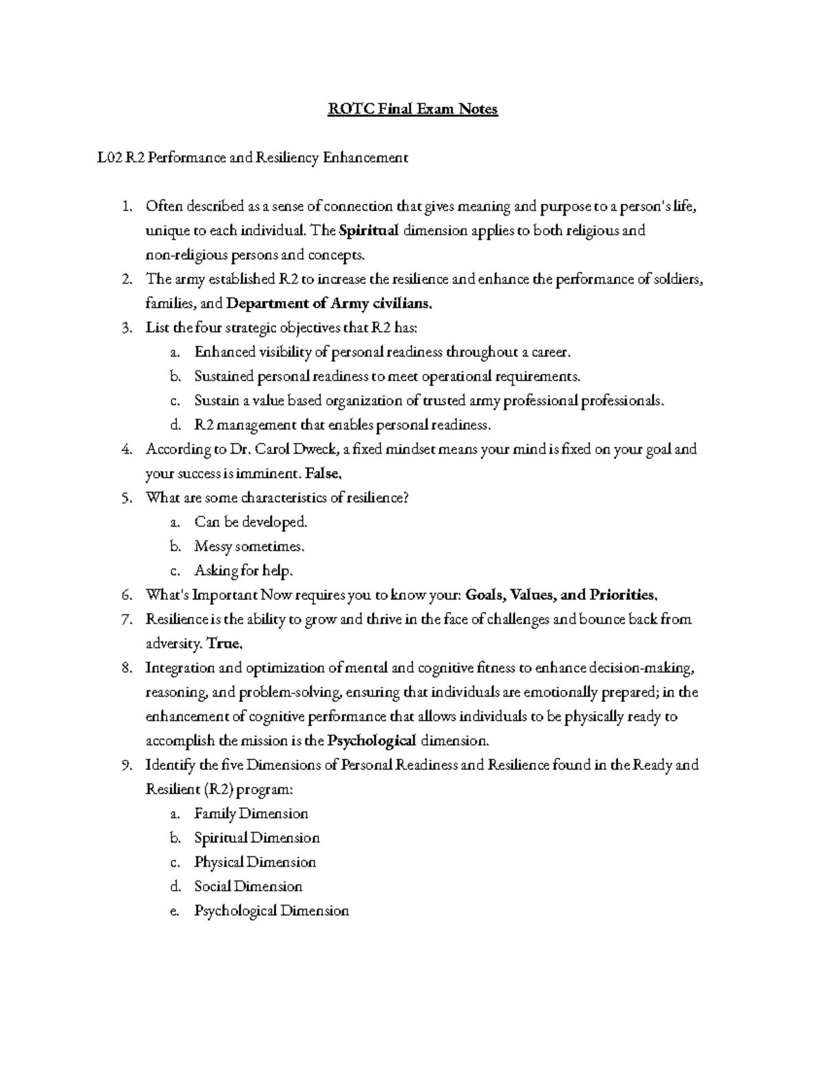 ROTC Army 102 Final Exam Notes & Practice Materials - Studocu