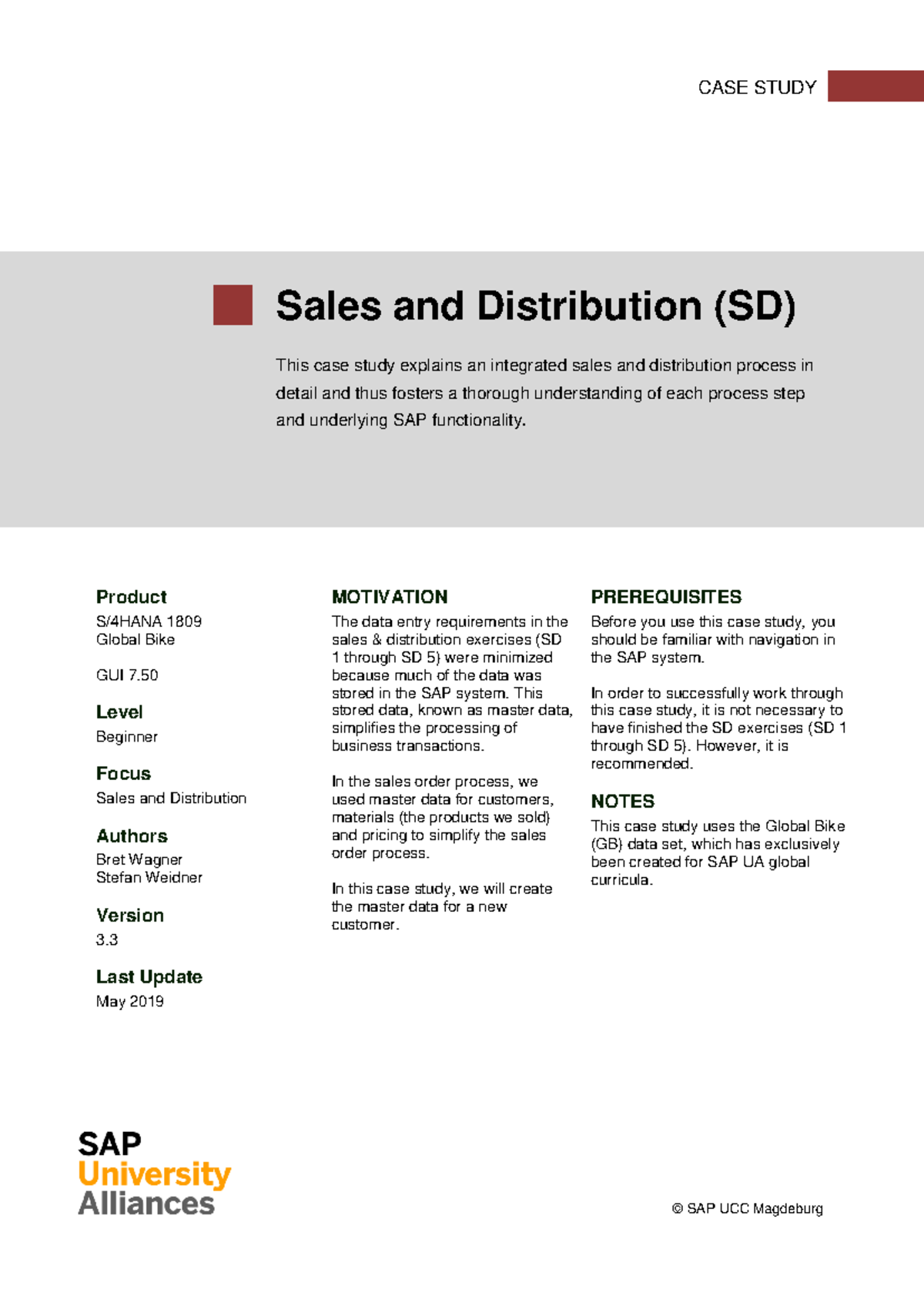 CASE STUDY SD: Integrated Sales & Distribution Process with Global Bike ...