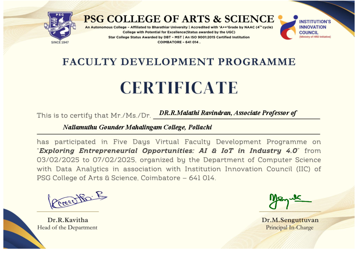 FDP Certificates Final Copy-91 - B.Sc. Computer Science - DR.R ...