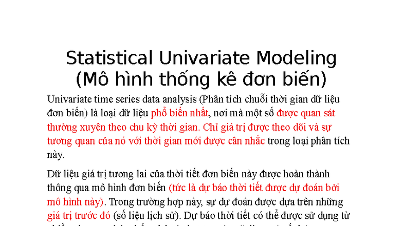 Statistical Univariate Modeling - SES & HW Final Exam Notes - Studocu